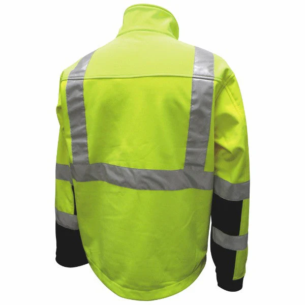 2W International Men's Class 3 Hi-Vis Soft Shell Jacket_Hi-Vis Green - Image 2