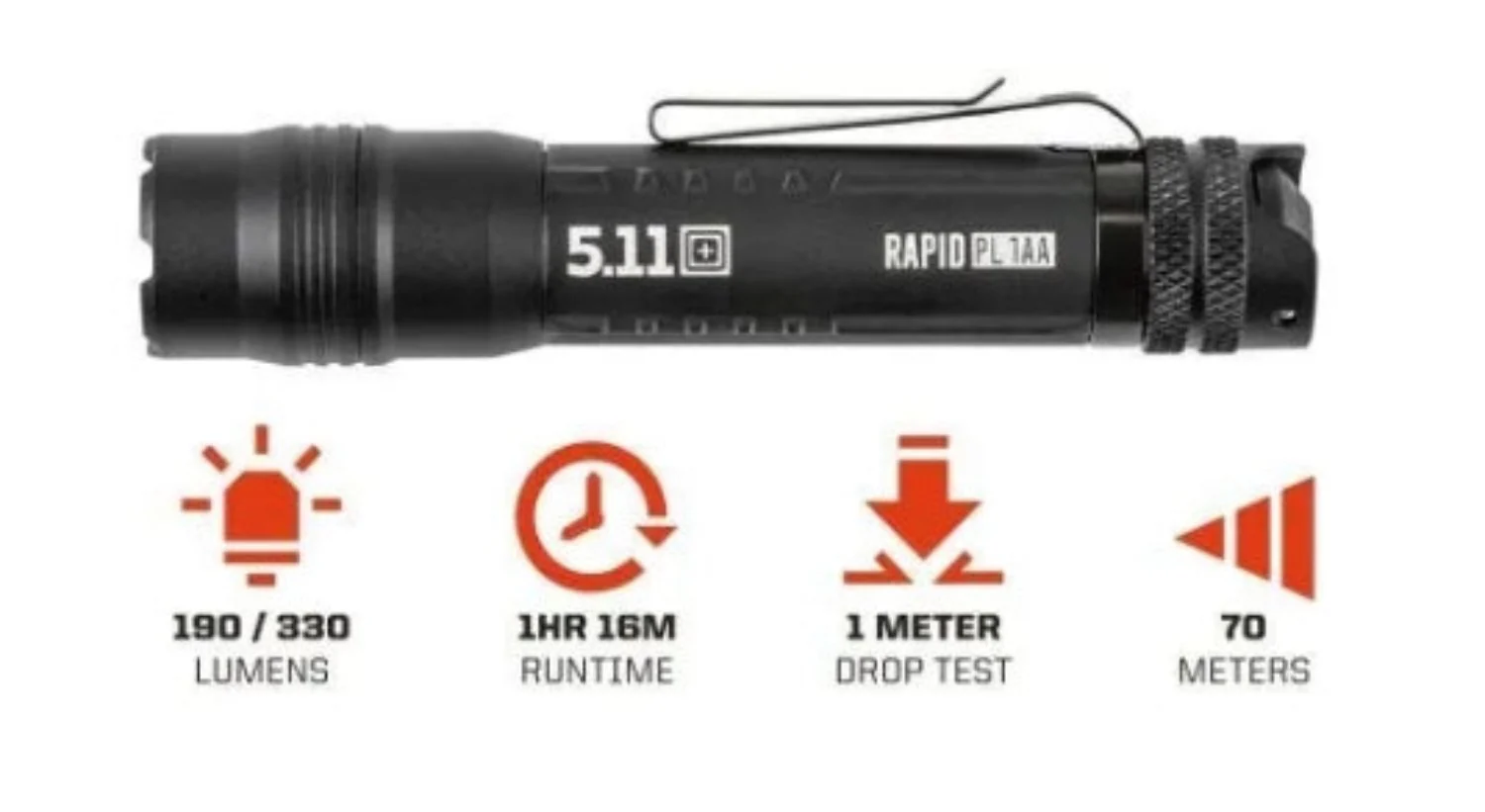 5.11 Tactical Rapid PL 190-330 Lumens Clip Flashlight - Image 4