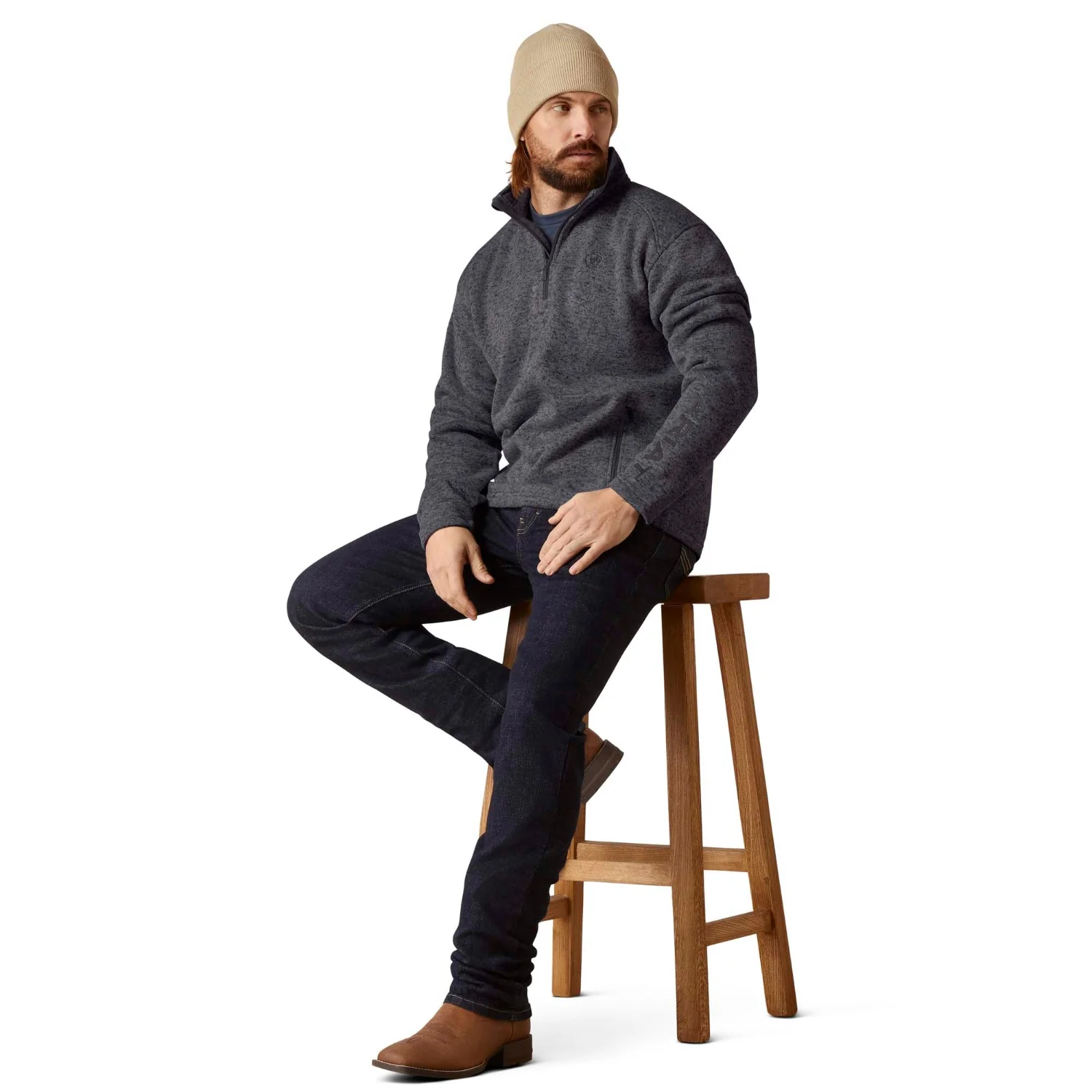 Ariat Men's Caldwell Logo 1/4 Zip Sweater - Image 4