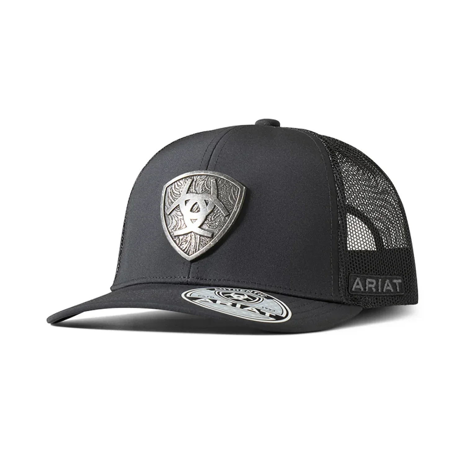 Ariat Engraved Metal Shield Mesh Snap Curved