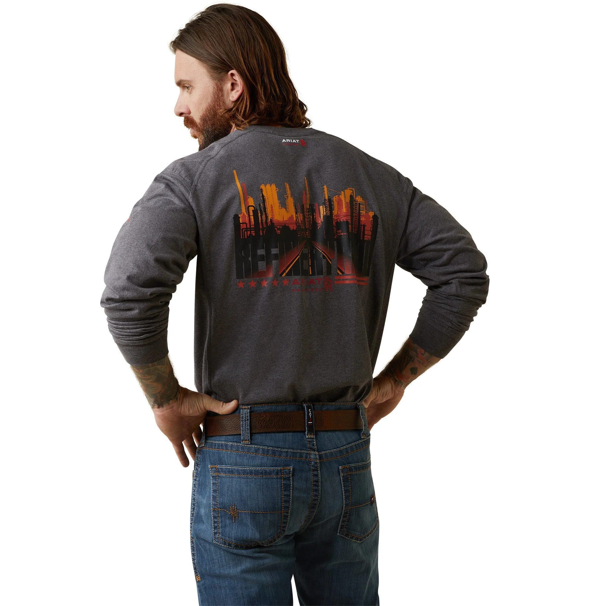Ariat Men's Flame Resistant Air Refinery Row Graphic Long Sleeve Henley Tee - Image 2