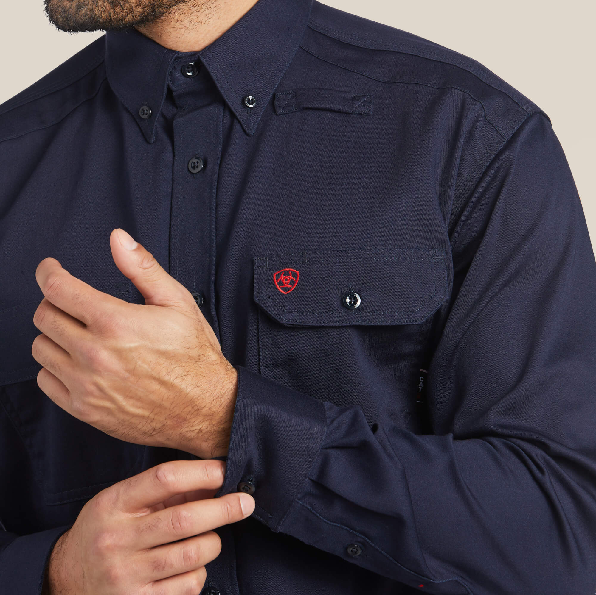 Ariat Men's FR Solid Long Sleeve Button-Down Work Shirt - Image 2