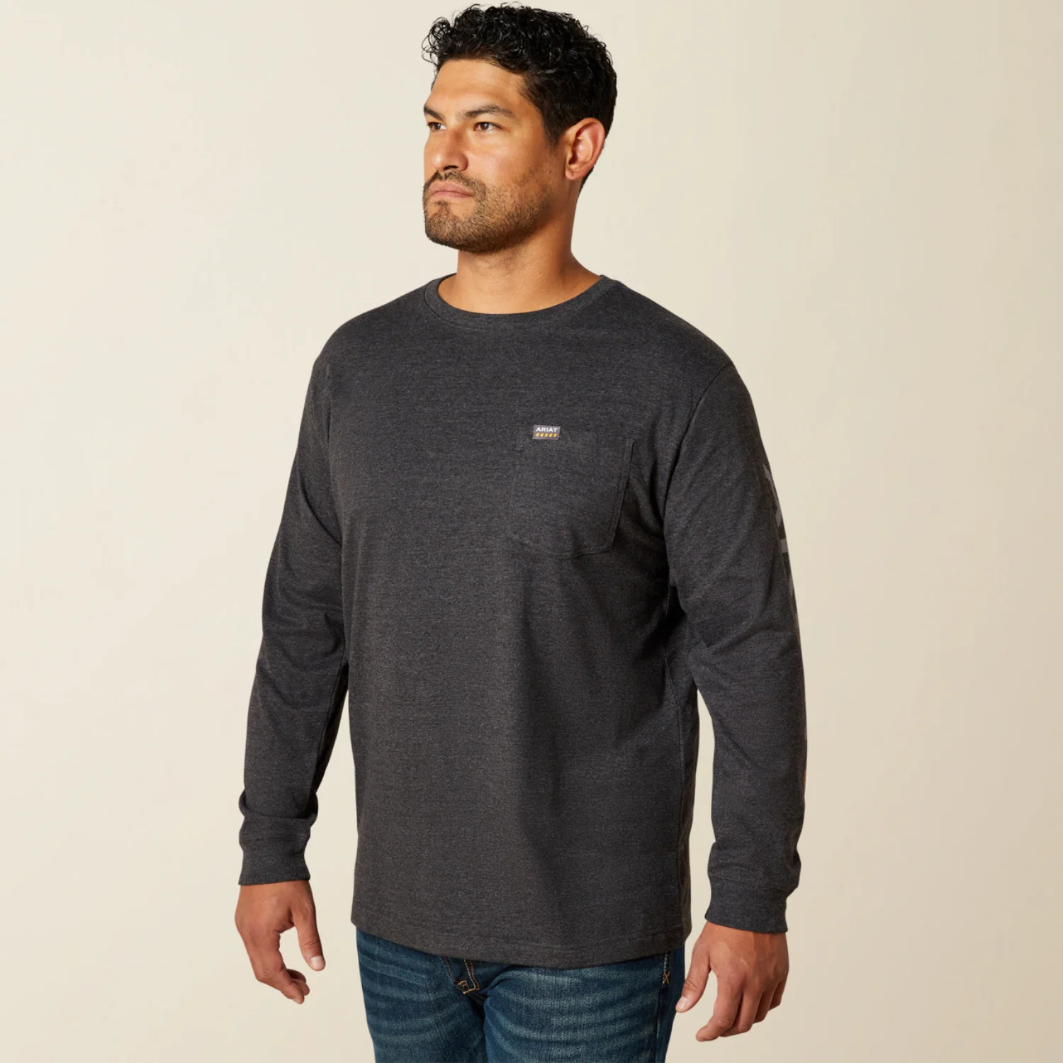 Ariat Men's Rebar Cotton Strong Chest Pocket Long Sleeve Logo T-Shirt