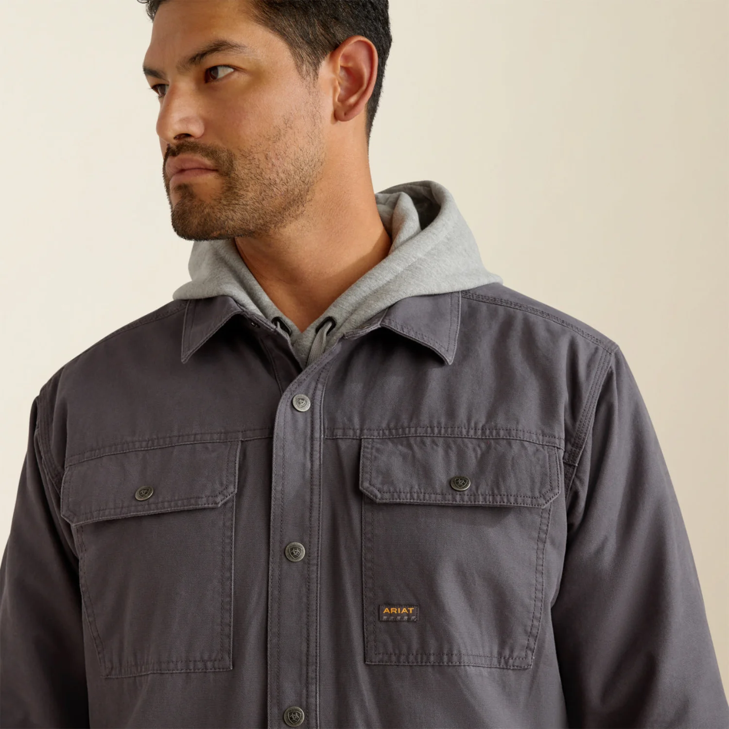 Ariat Men's Rebar Canvas Snap-Button Front Shirt Jacket - Image 3