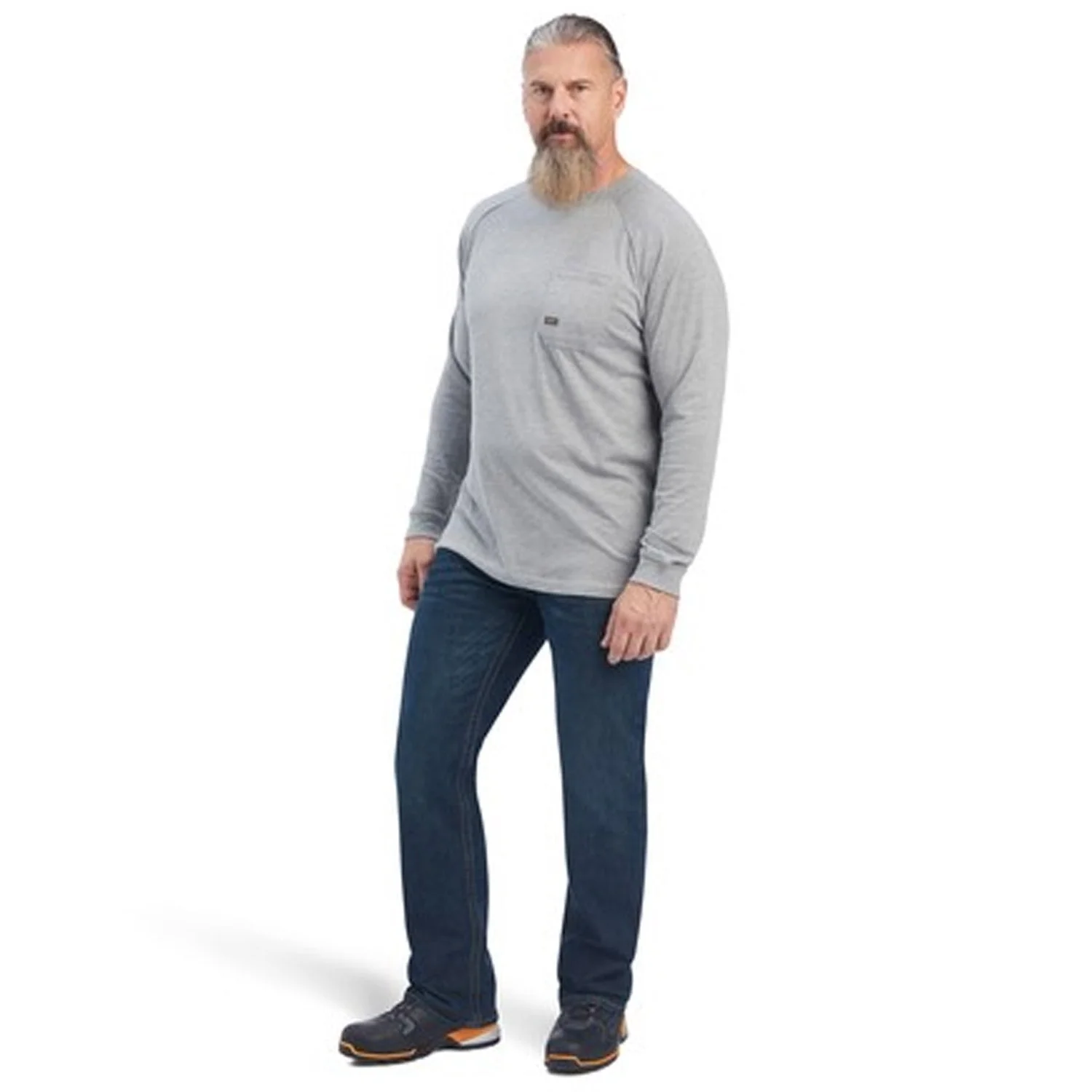 Ariat Men's Rebar Cotton Strong Long Sleeve T-Shirt_Heather Grey - Image 3