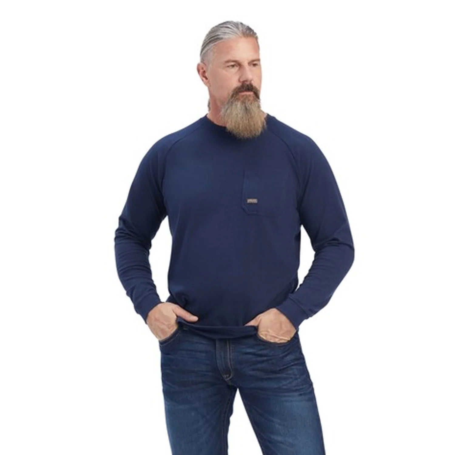 Ariat Men's Rebar Cotton Strong Long Sleeve T-Shirt_Navy