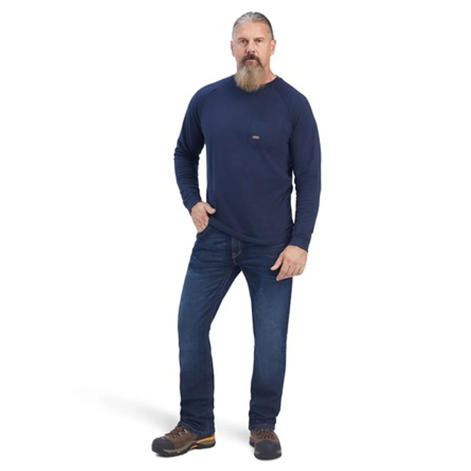 Ariat Men's Rebar Cotton Strong Long Sleeve T-Shirt_Navy - Image 3