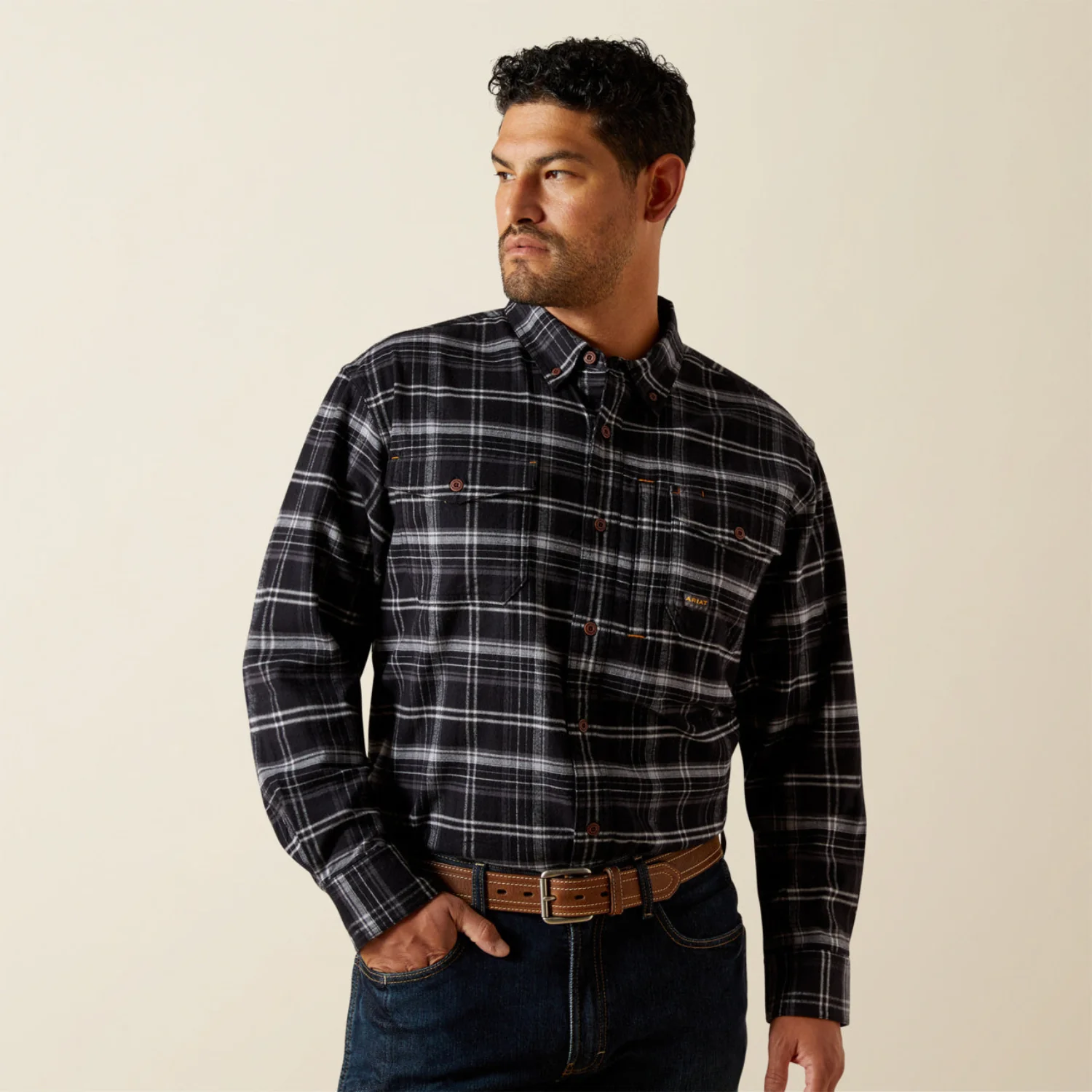 Ariat Men's Rebarâ„¢ Flannel DuraStretchâ„¢ Long Sleeve Work Shirt