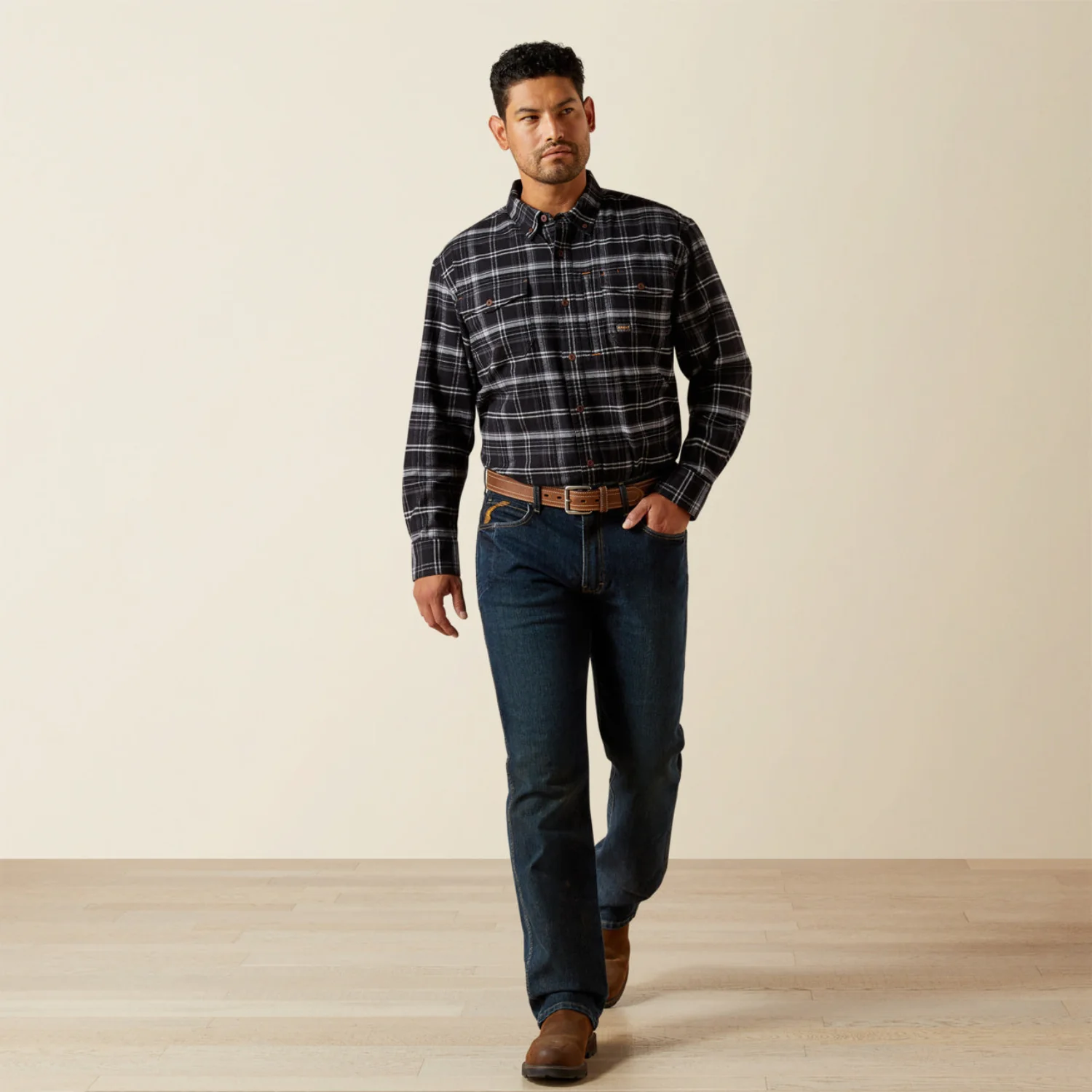 Ariat Men's Rebarâ„¢ Flannel DuraStretchâ„¢ Long Sleeve Work Shirt - Image 4