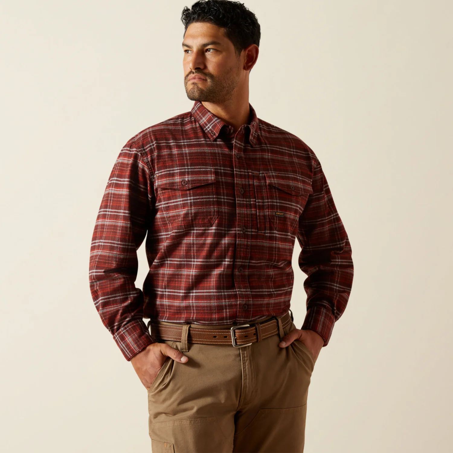 Ariat Men's Rebarâ„¢ Flannel DuraStretchâ„¢ Long Sleeve Work Shirt