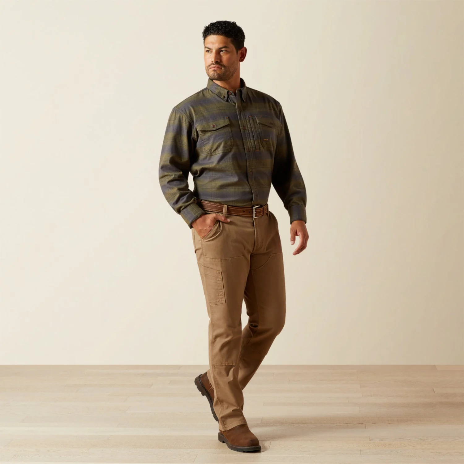 Ariat Men's Rebarâ„¢ Flannel DuraStretch Long Sleeve Work Shirt - Image 4