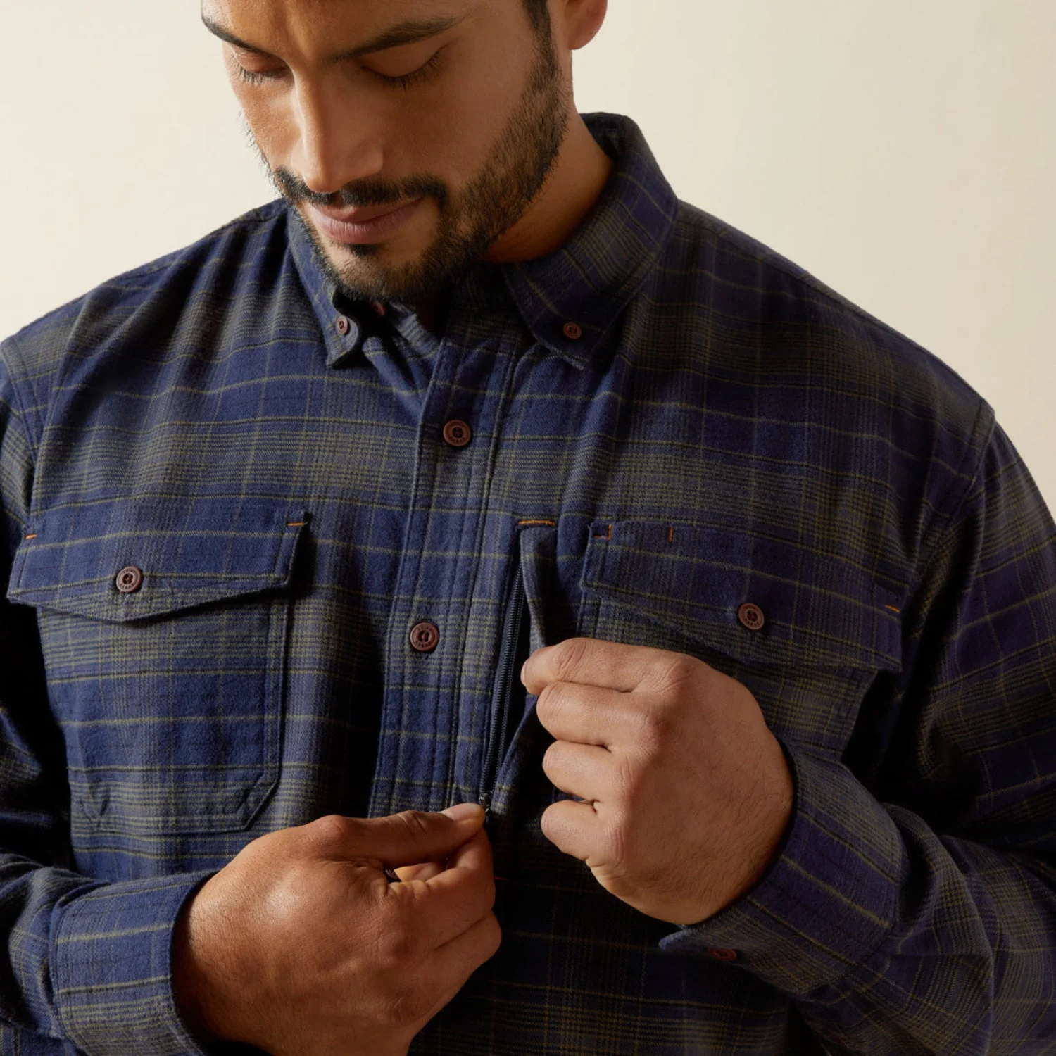 Ariat Men's Rebar™ Flannel DuraStretch Long Sleeve Work Shirt - Image 3