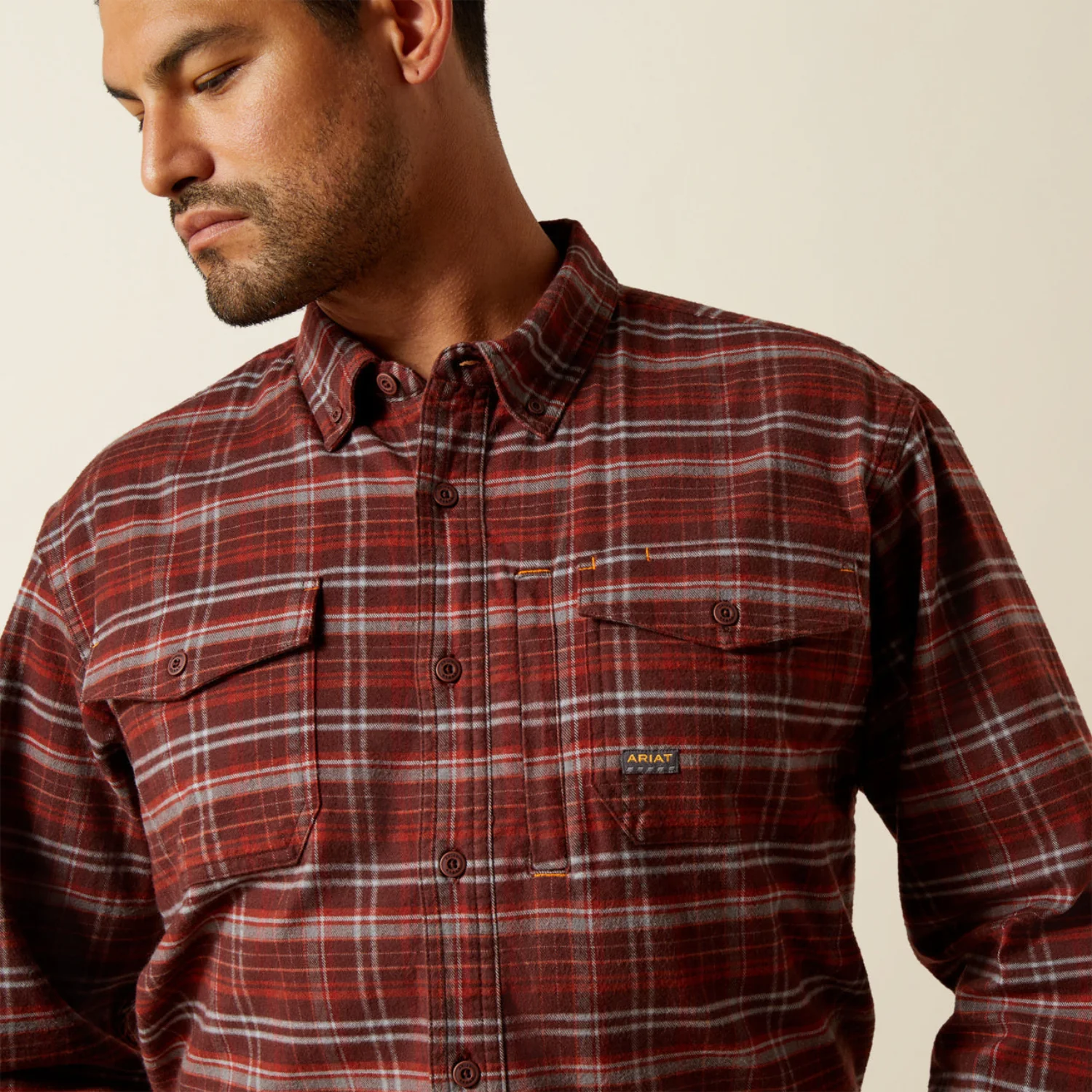 Ariat Men's Rebarâ„¢ Flannel DuraStretchâ„¢ Long Sleeve Work Shirt - Image 3