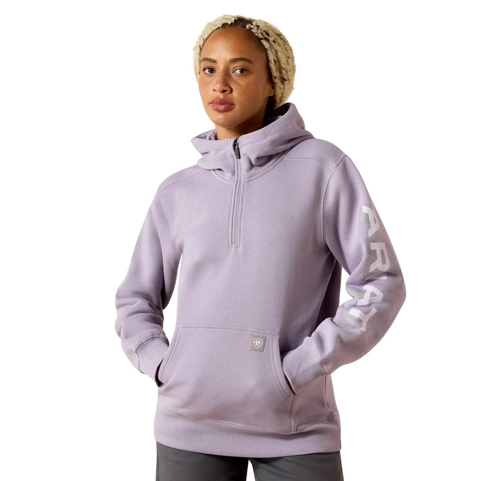 Ariat Women's Rebar Lightweight Logo 1/2 Zip Hoodie