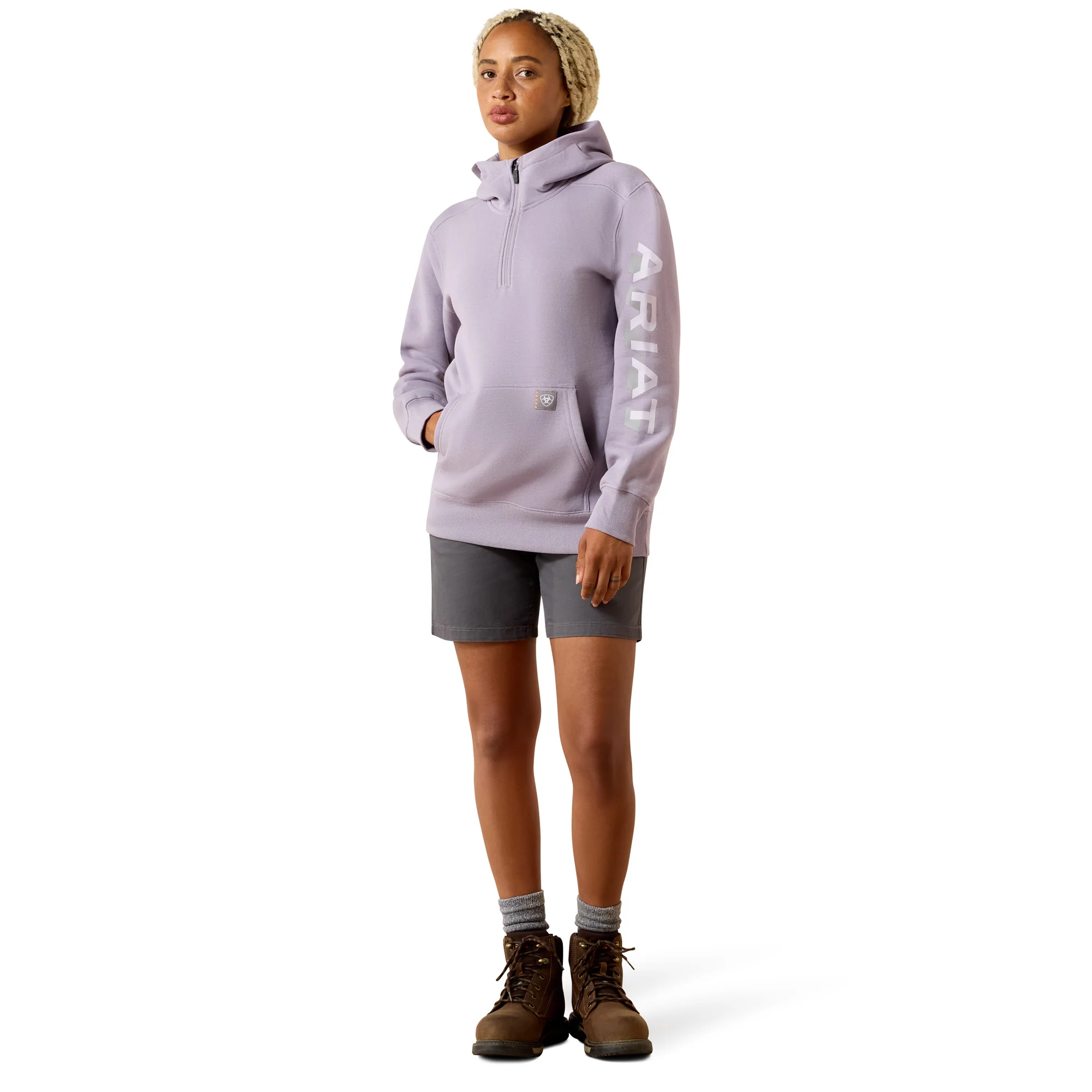 Ariat Women's Rebar Lightweight Logo 1/2 Zip Hoodie - Image 5