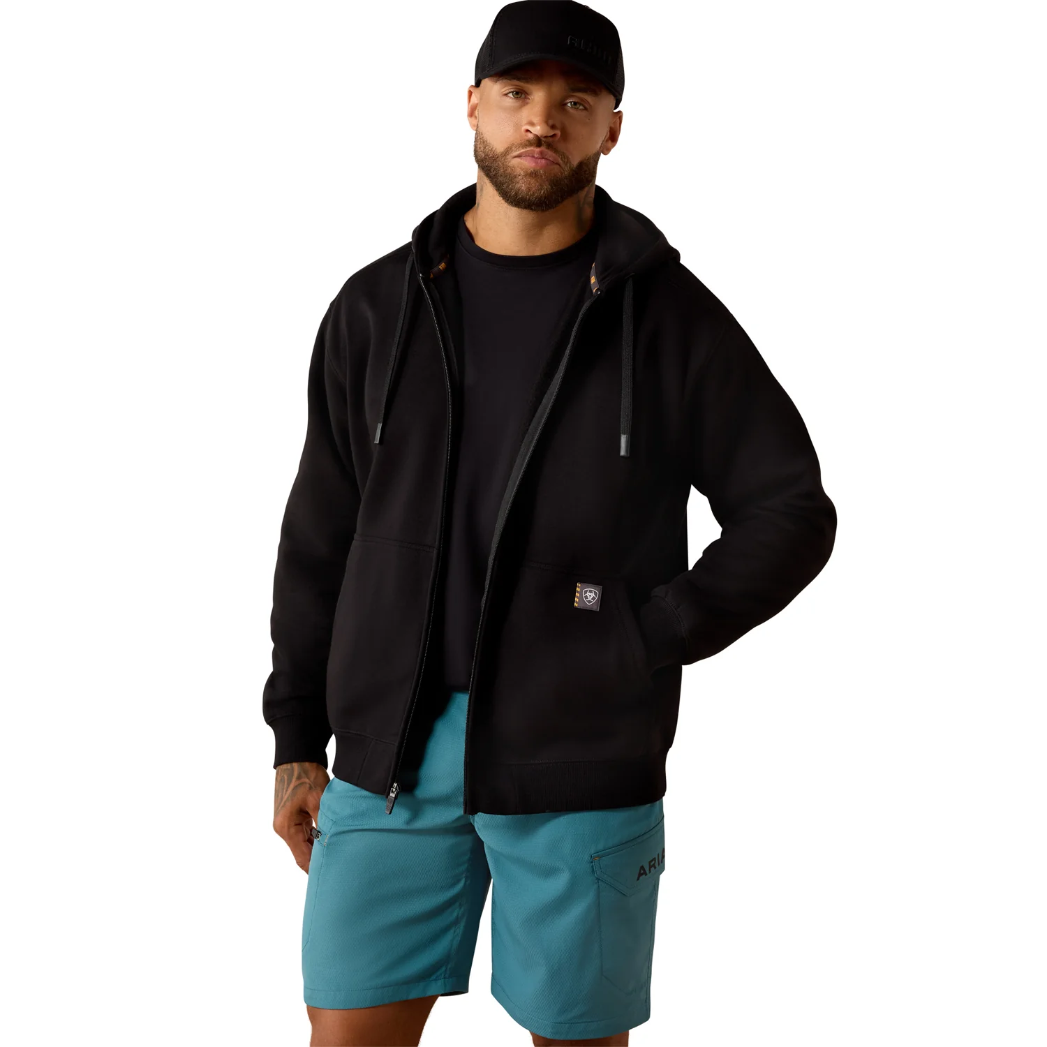Ariat Men's Rebar Lightweight Label Full Zip Hoodie - Image 2