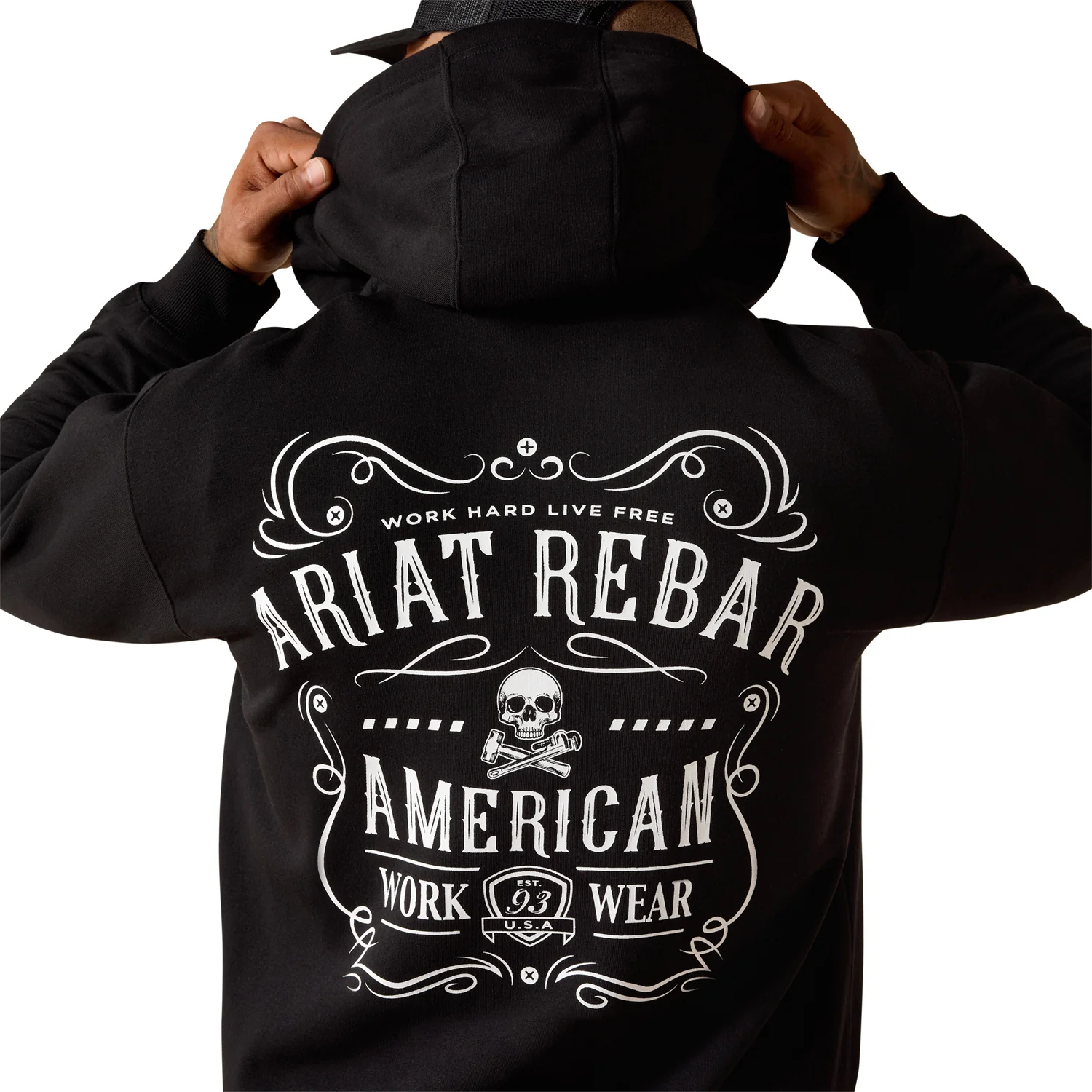 Ariat Men's Rebar Lightweight Label Full Zip Hoodie - Image 4