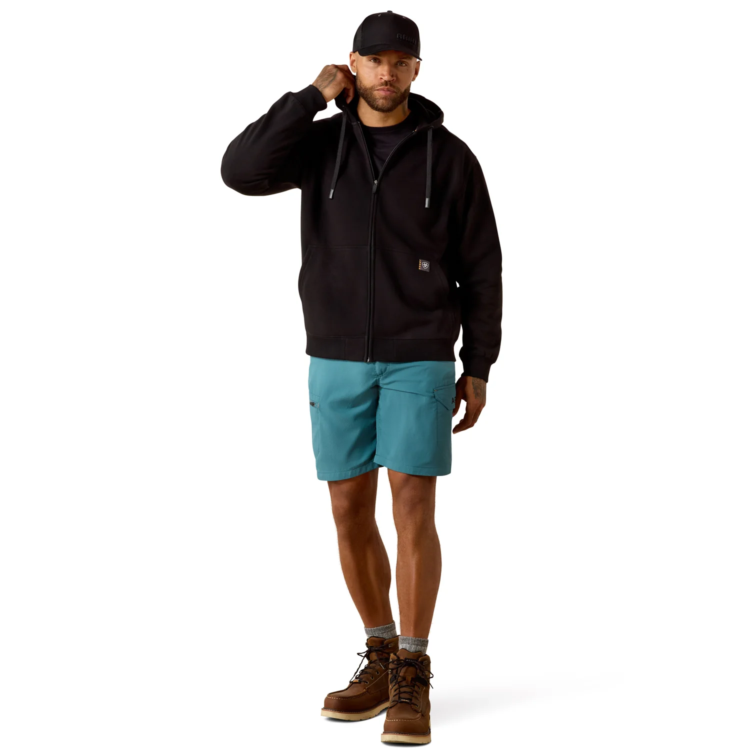 Ariat Men's Rebar Lightweight Label Full Zip Hoodie - Image 5