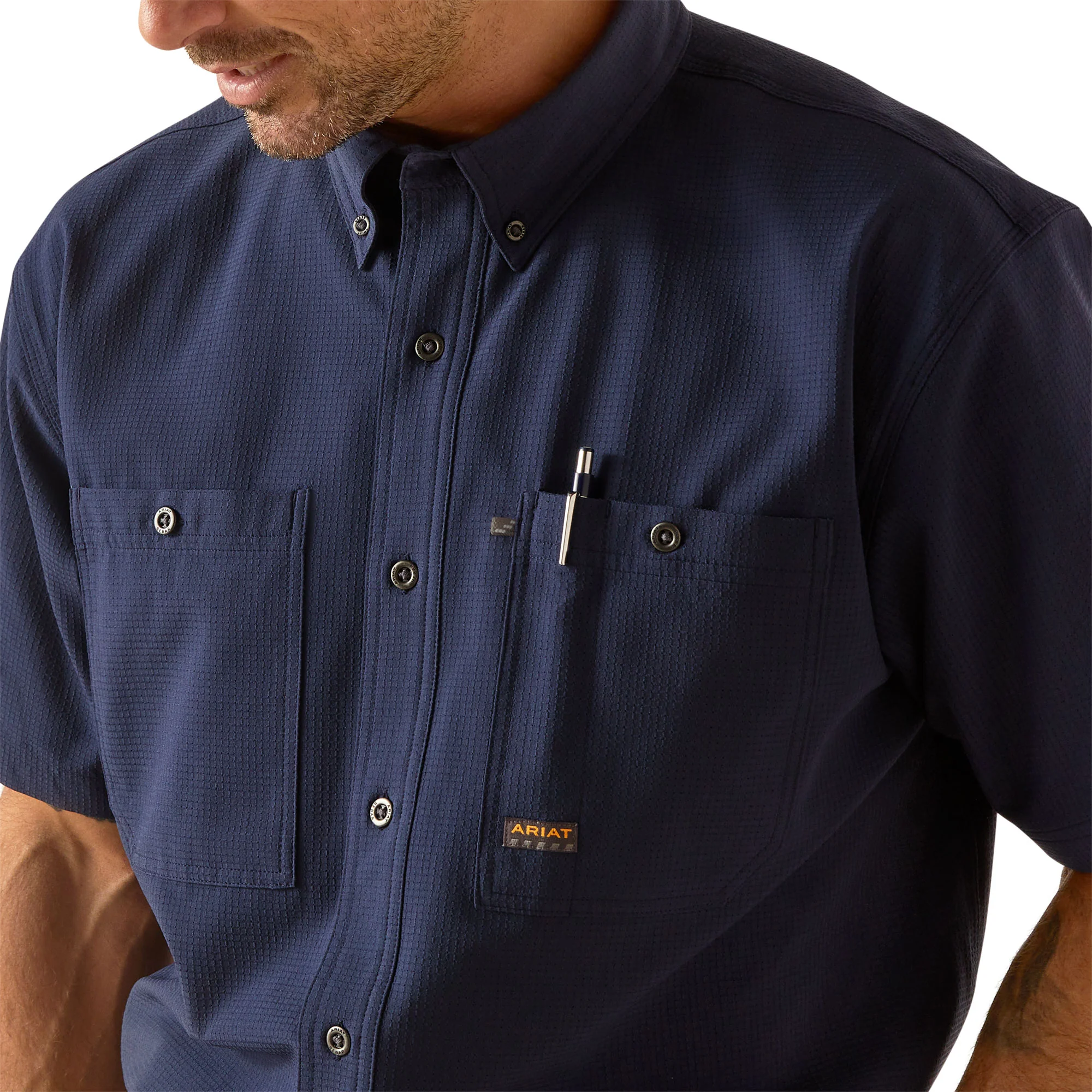 Ariat Men's Rebar Made Tough 360 AirFlow Short Sleeve Work Shirt - Image 3