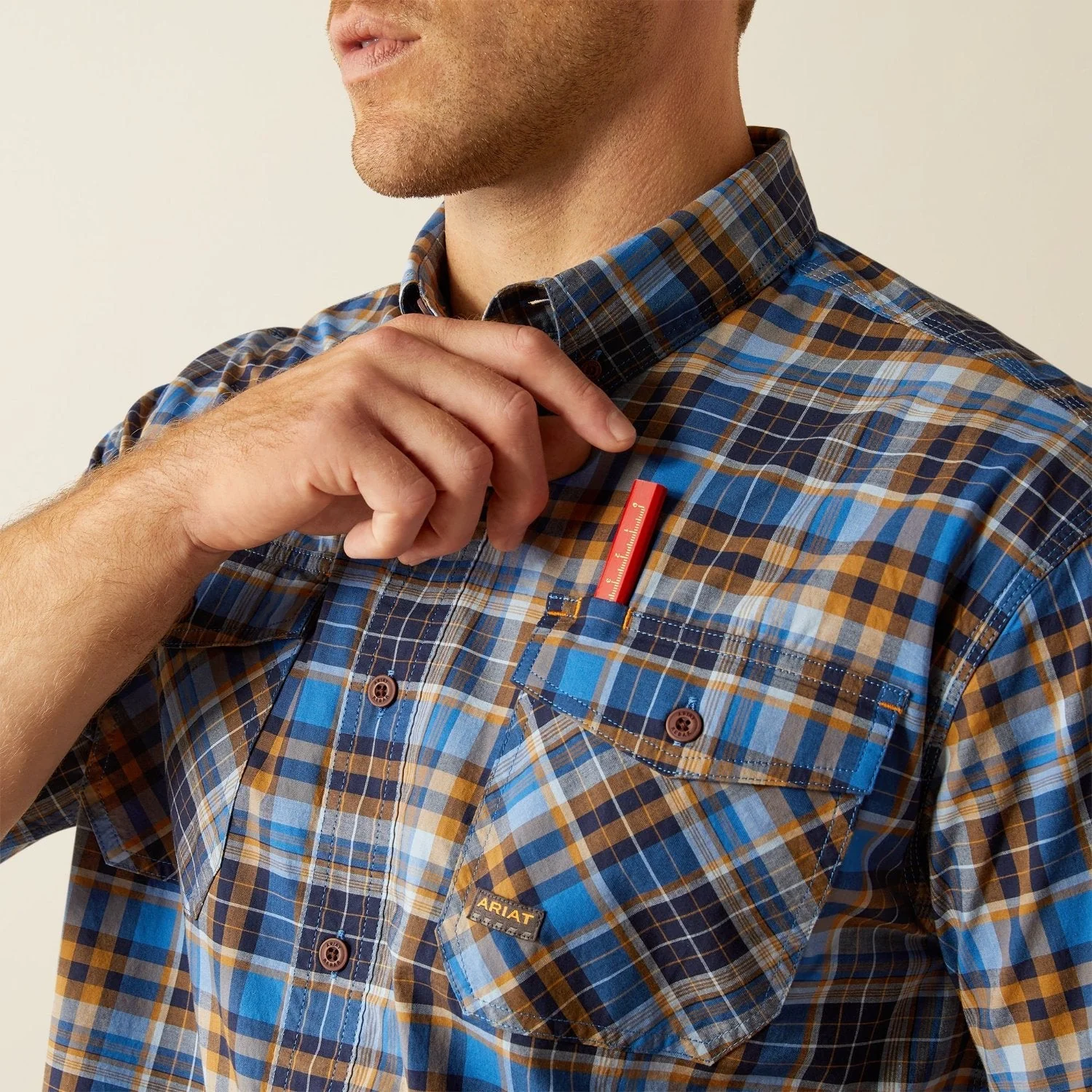 Ariat Men's Made Tough Durastretch Button-Down Short Sleeve Work Shirt - Image 2