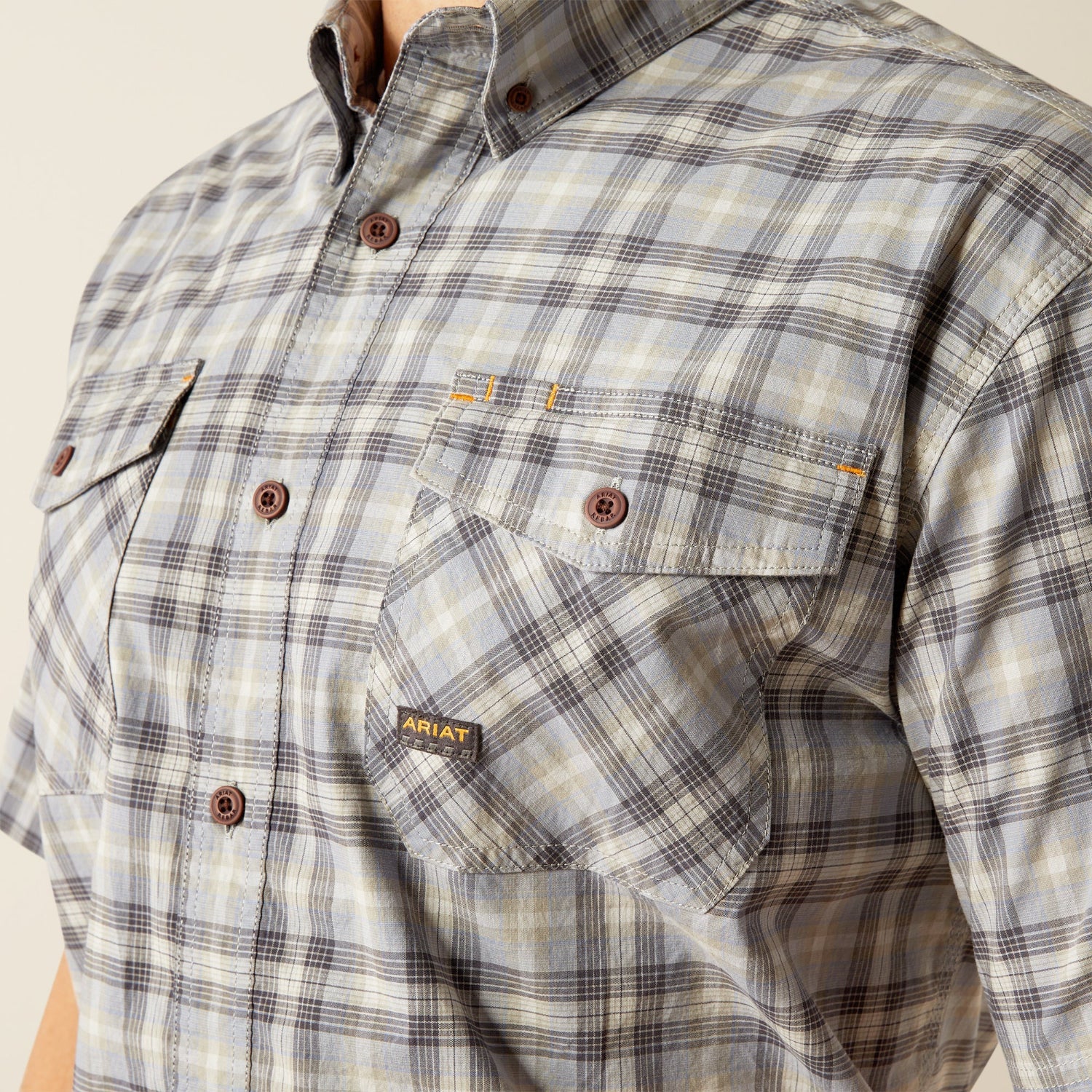 Ariat Men's Made Tough Durastretch Button-Down Short Sleeve Work Shirt - Image 3