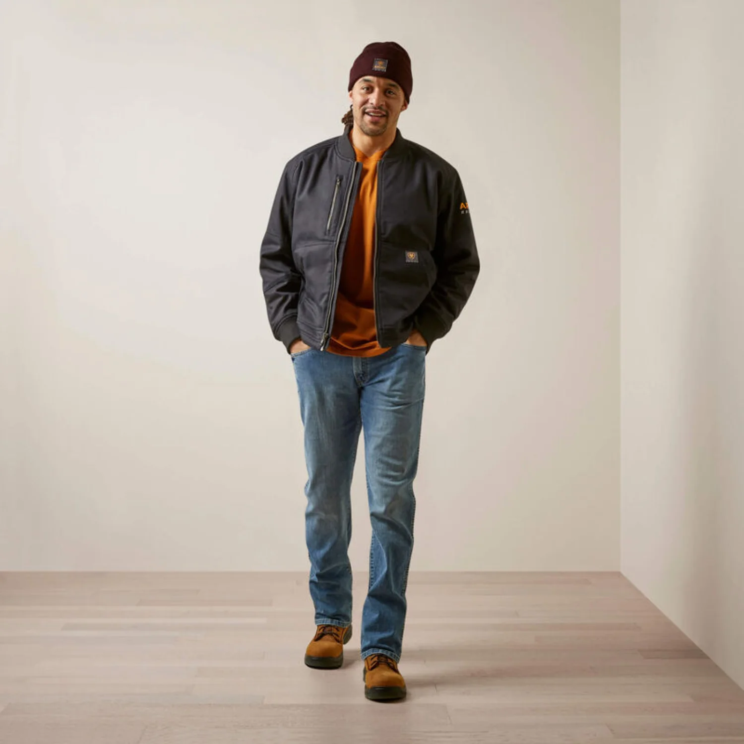 Ariat Men's Rebar Stretch Canvas Zip Bomber Jacket - Image 2