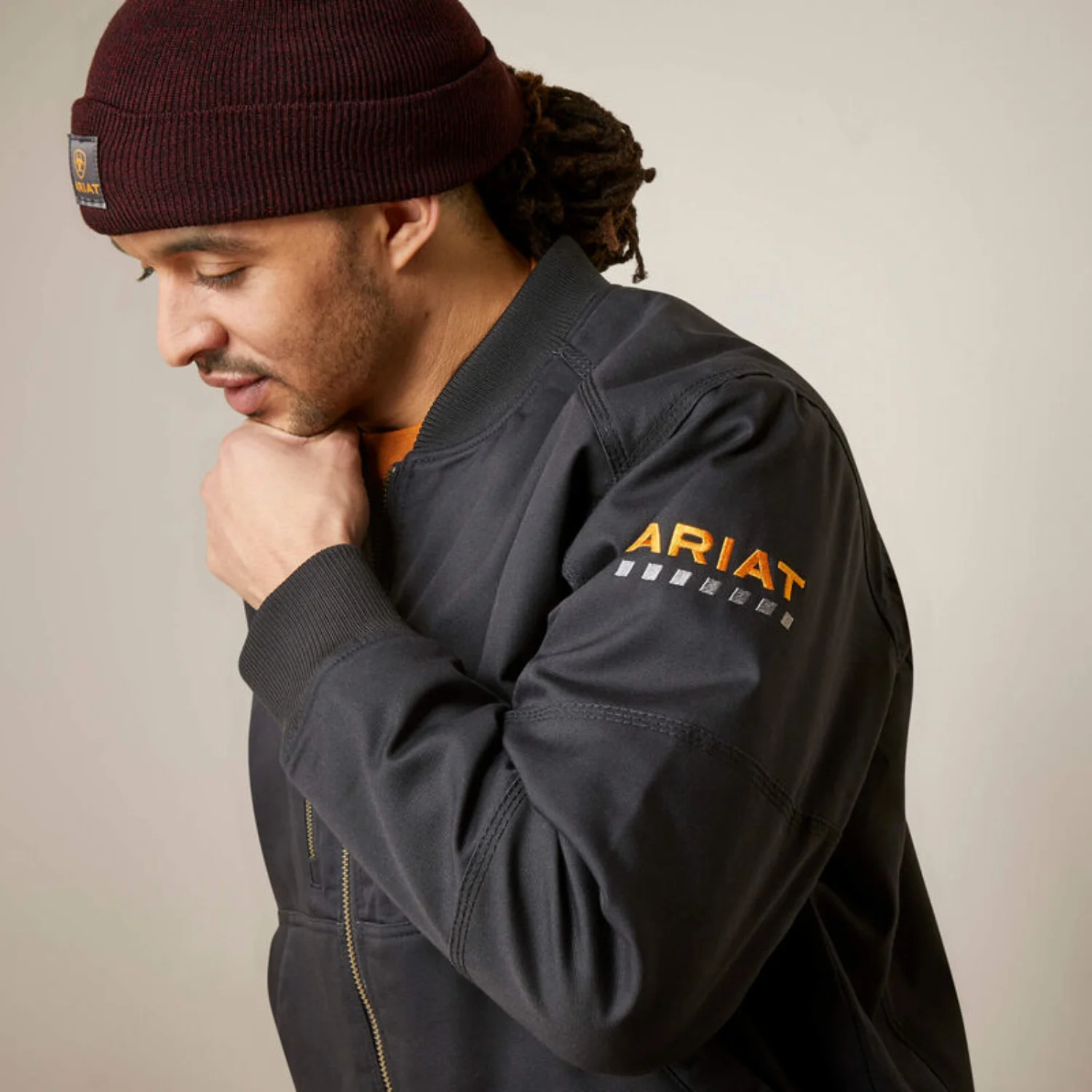 Ariat Men's Rebar Stretch Canvas Zip Bomber Jacket - Image 8