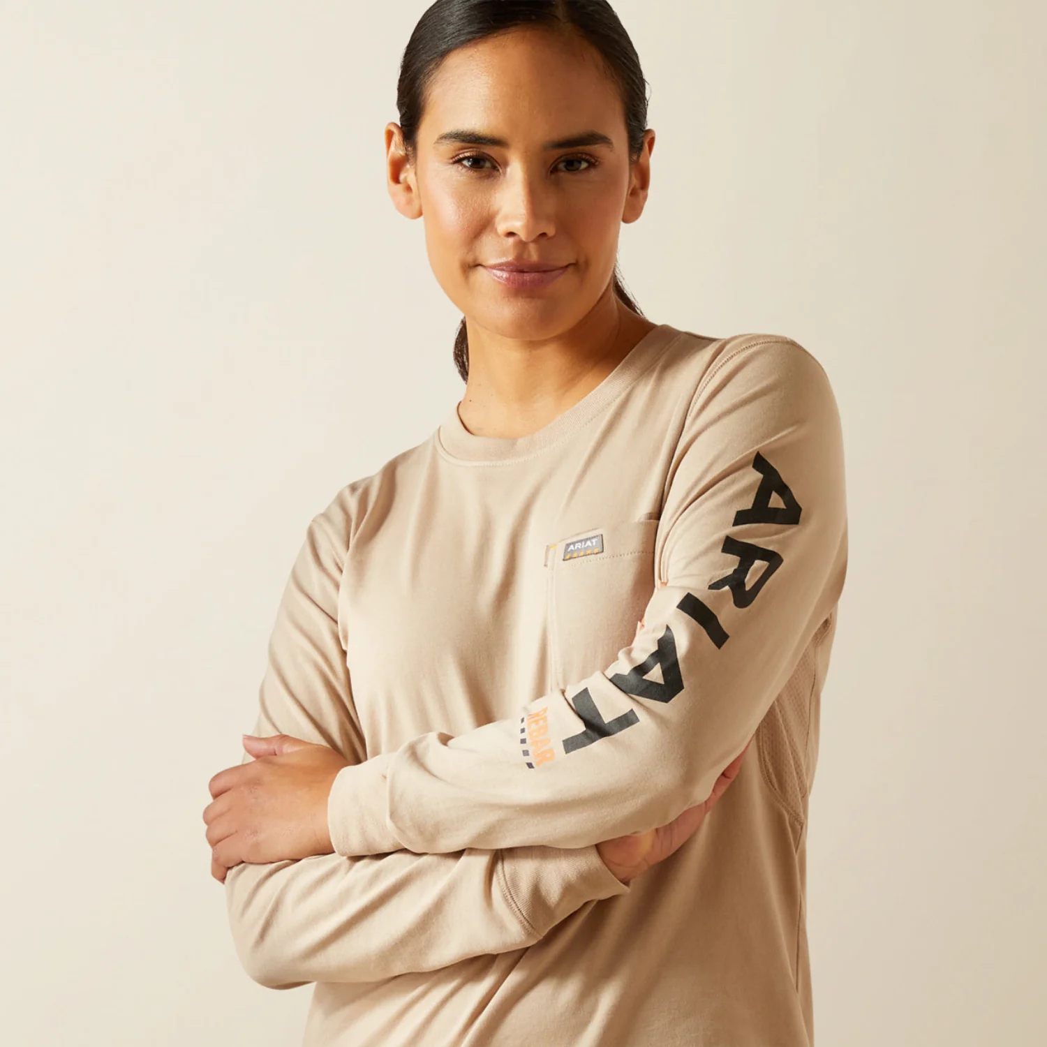 Ariat Women's Rebar Workman Logo Pocket Long Sleeve T-Shirt - Image 3