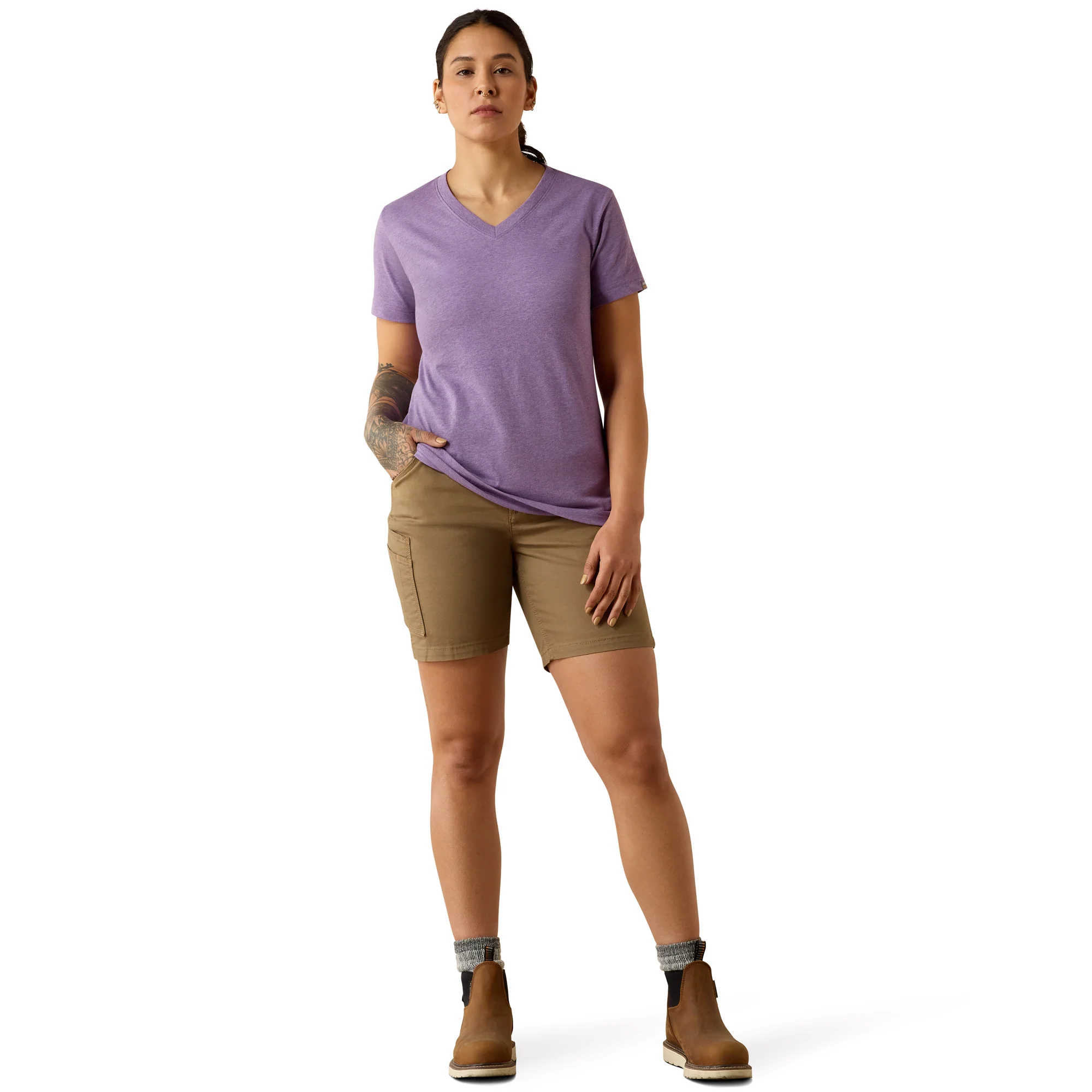 Ariat Women's Rebar Cotton Strong Standard V-Neck Short Sleeve T-Shirt - Image 4