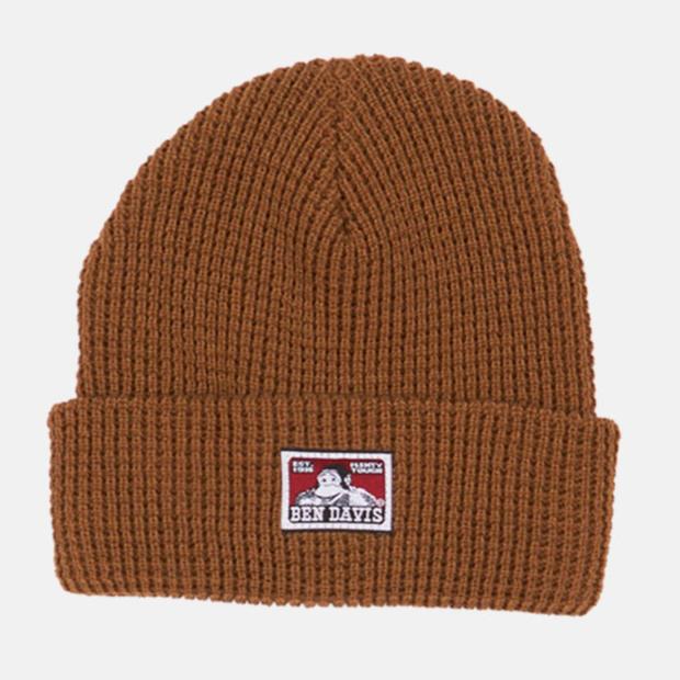 Ben Davis Waffle Knit Logo Patch Cuffed Beanie