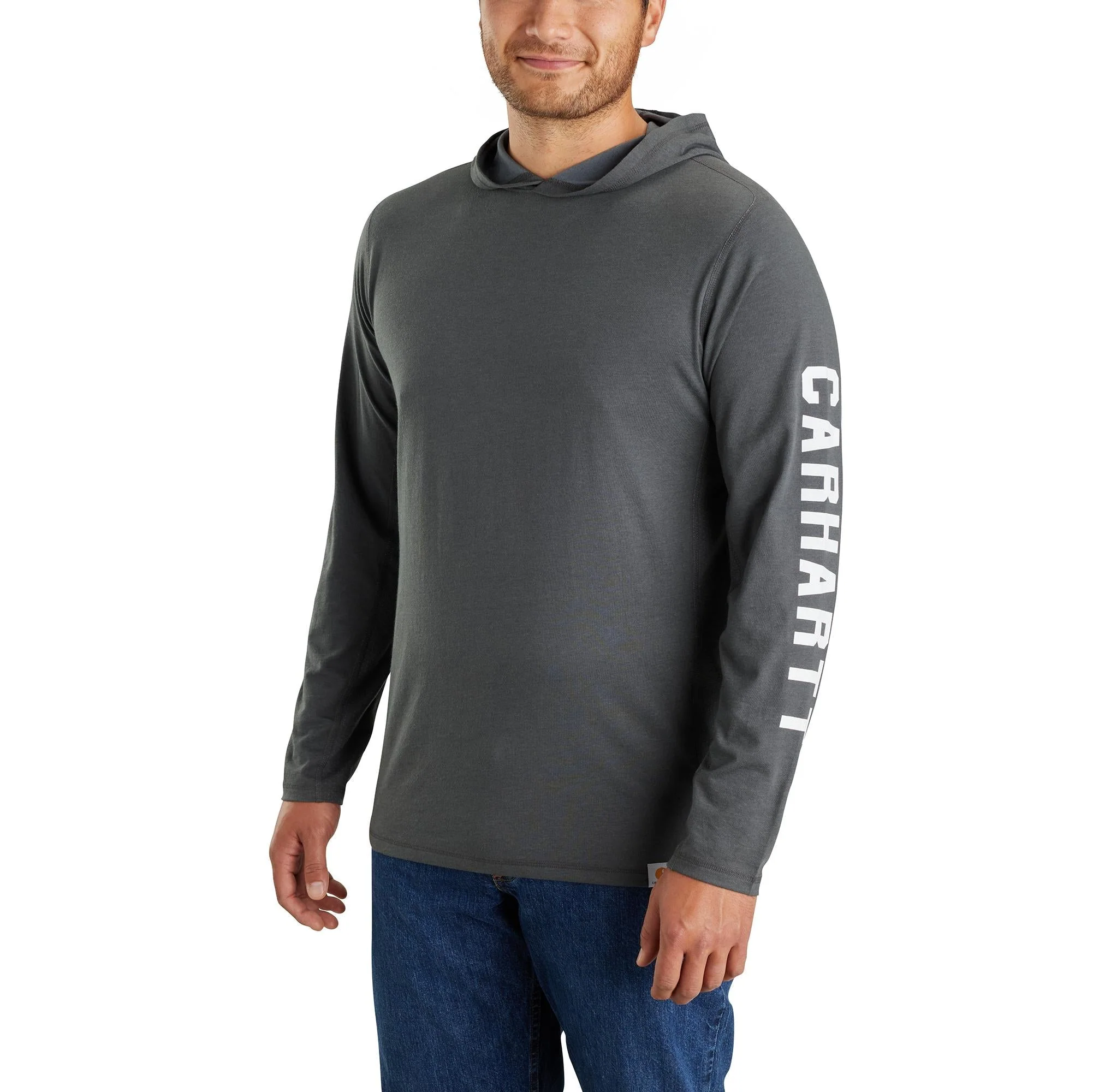 Carhartt Men's ForceĀ® Relaxed Fit Logo Hooded Long Sleeve T-Shirt