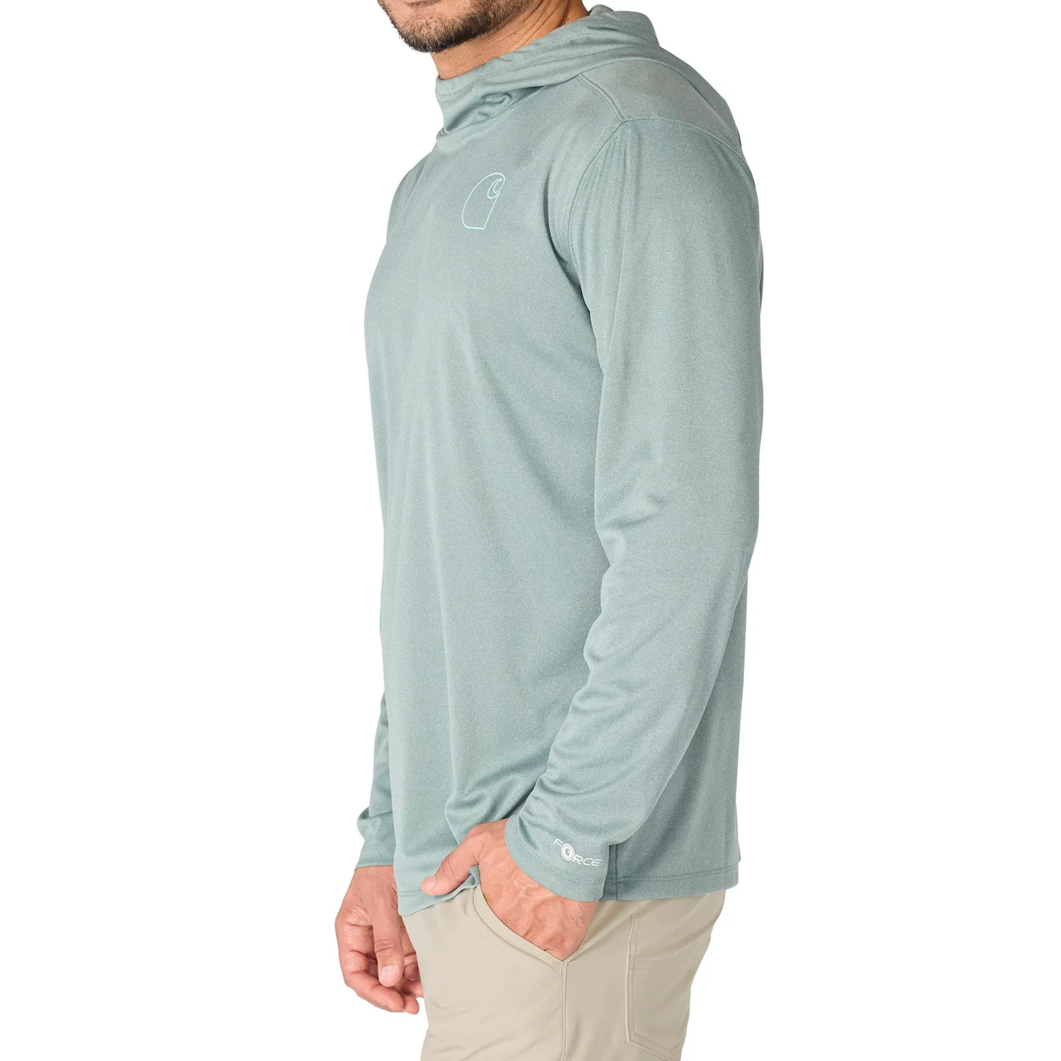 Carhartt Men's Force Sun Defender Hooded Logo Long Sleeve T-Shirt - Image 3