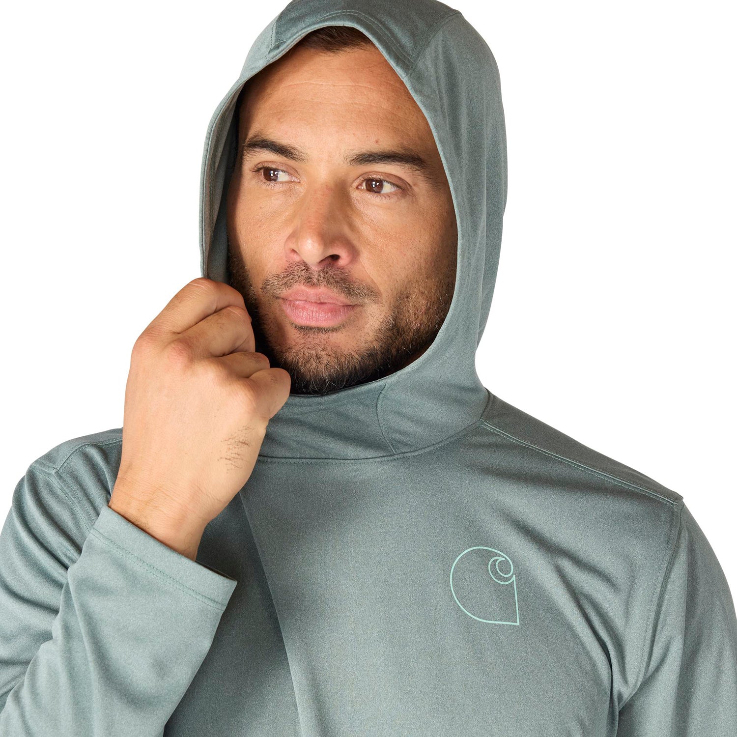 Carhartt Men's Force Sun Defender Hooded Logo Long Sleeve T-Shirt - Image 4