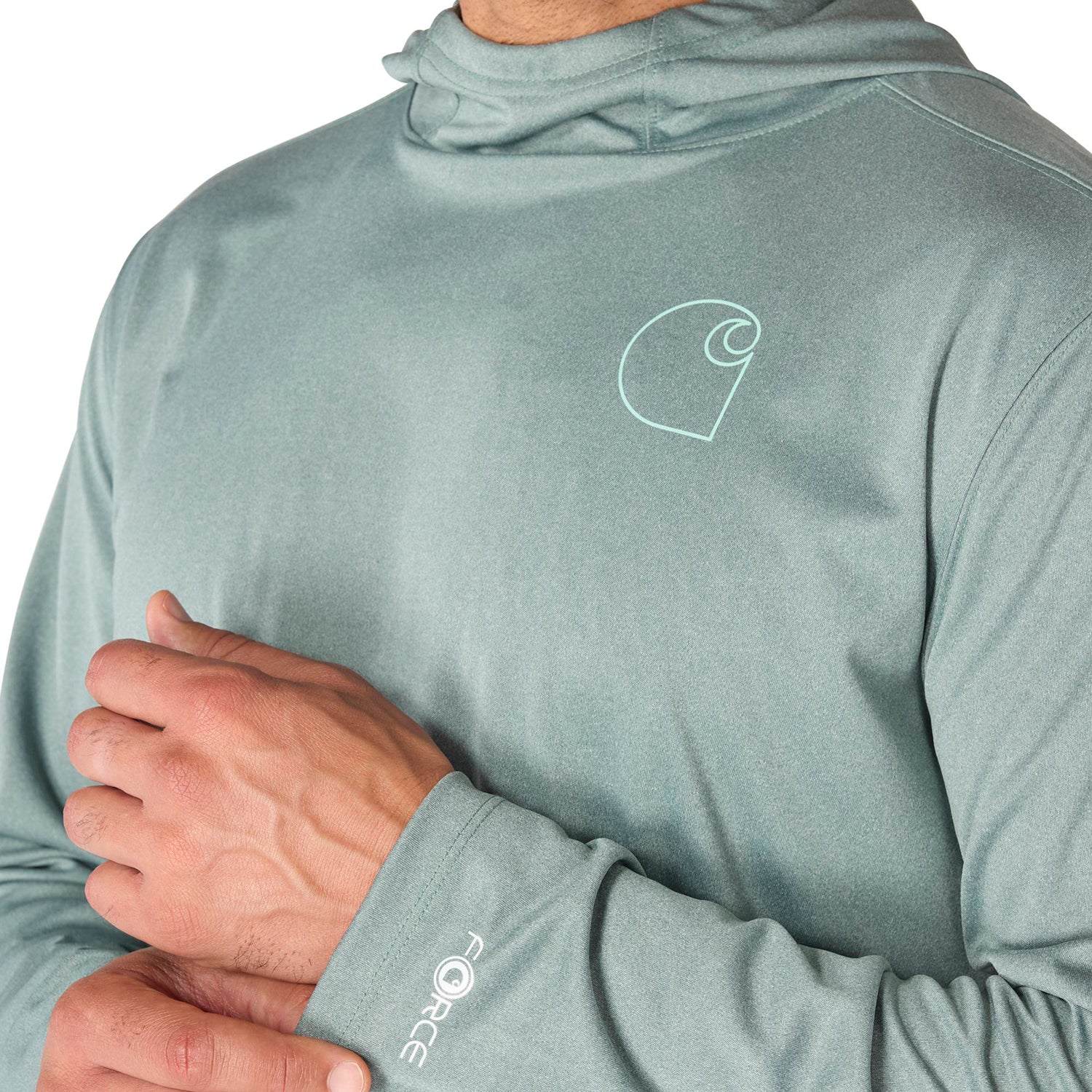 Carhartt Men's Force Sun Defender Hooded Logo Long Sleeve T-Shirt - Image 5