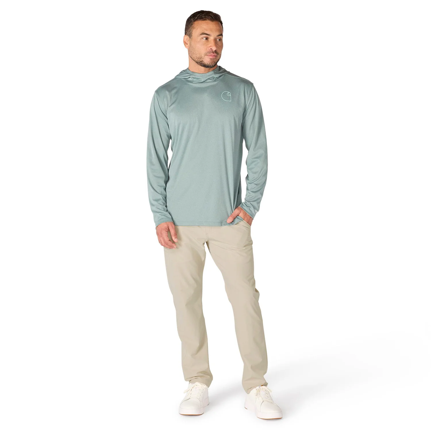Carhartt Men's Force Sun Defender Hooded Logo Long Sleeve T-Shirt - Image 7