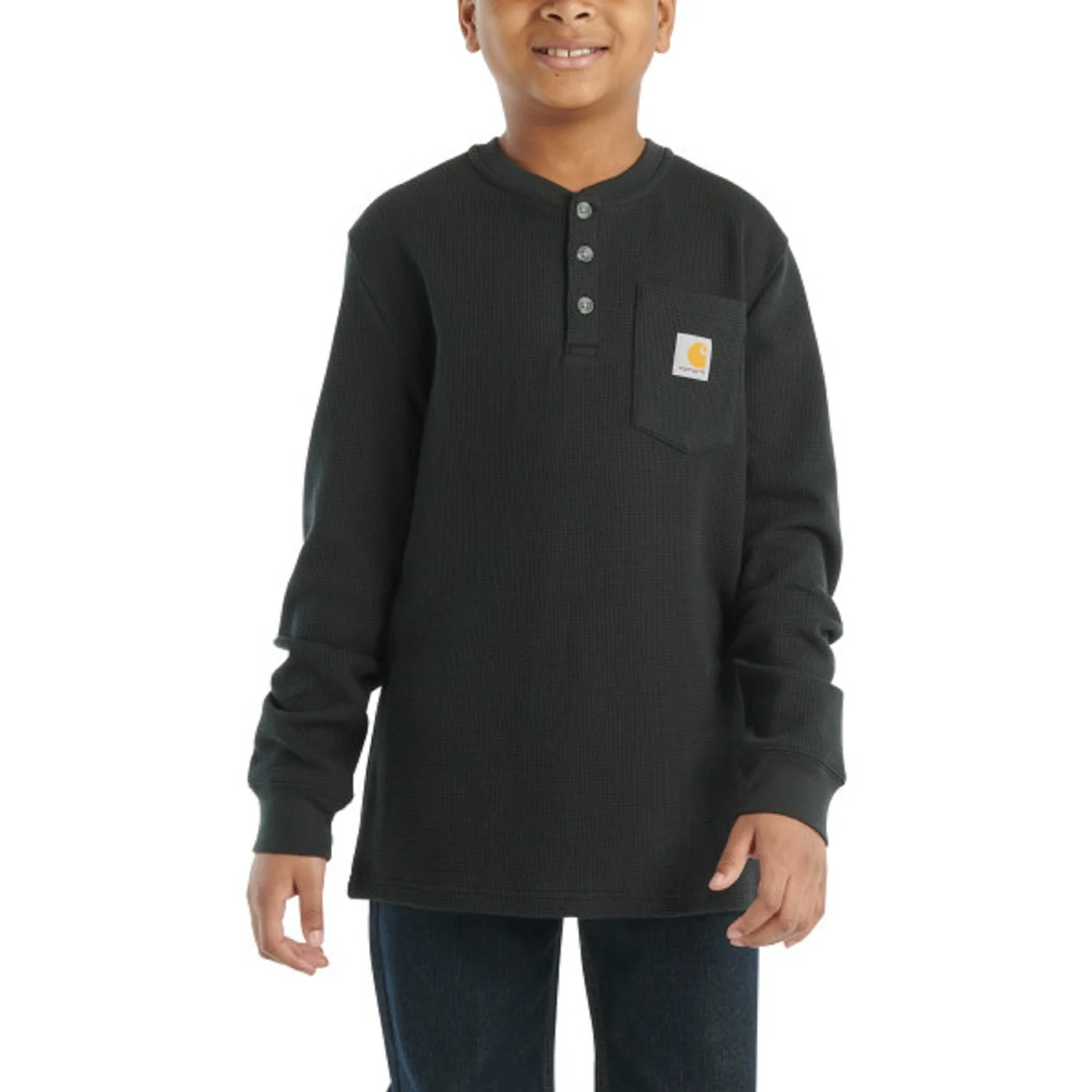Carhartt Boys' Logo Chest Pocket Long Sleeve Henley T-Shirt - Image 3