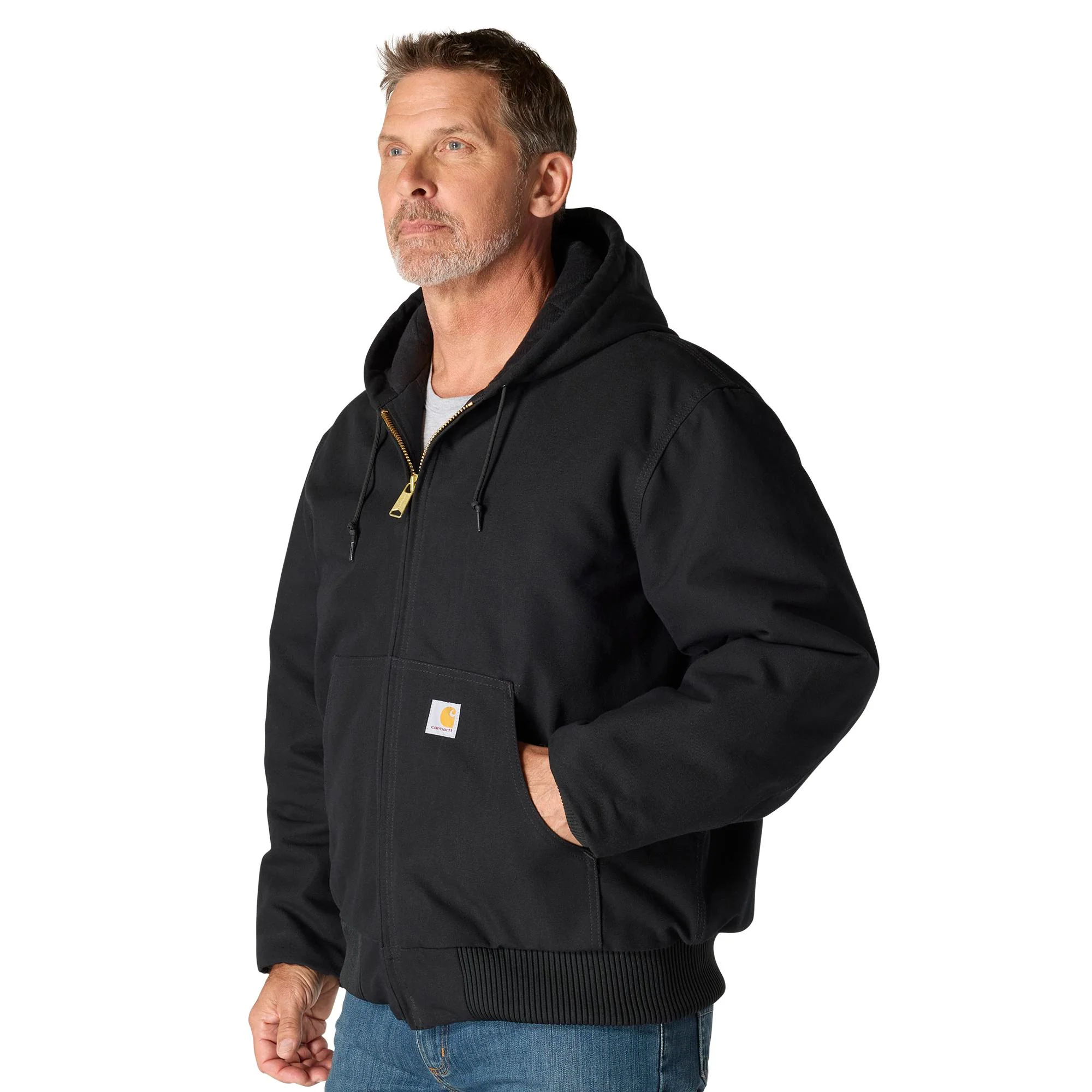 Carhartt Men's Flannel Lined Firm Duck Zip Hooded Active Jacket - Image 2