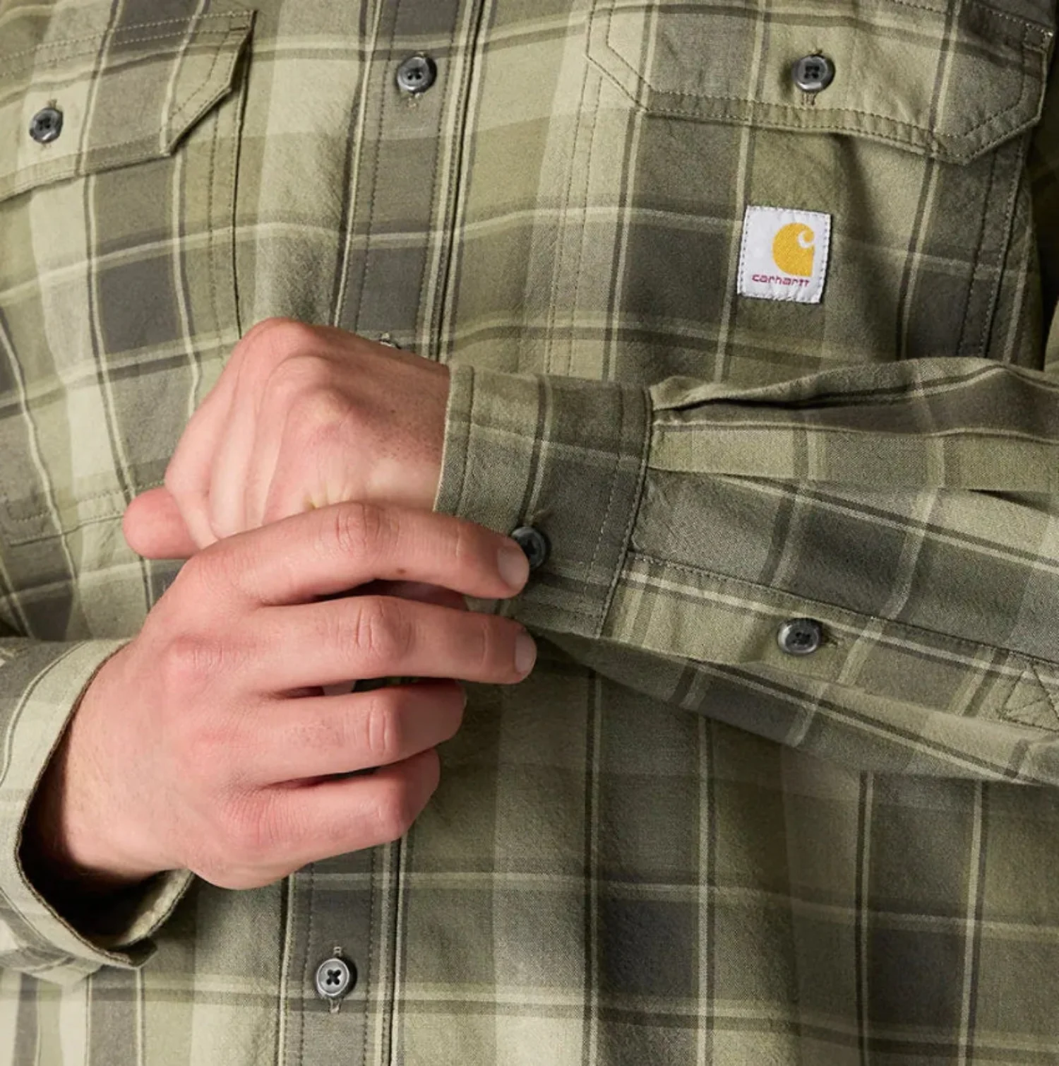 Carhartt Men's Loose Fit Midweight Chambray Long Sleeve Plaid Shirt - Image 3