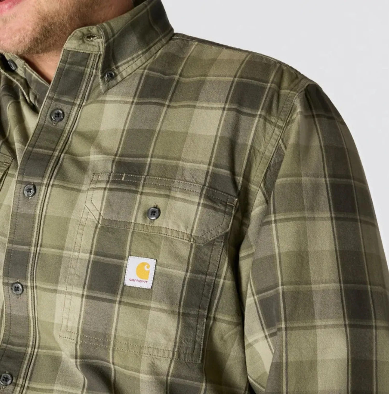 Carhartt Men's Loose Fit Midweight Chambray Long Sleeve Plaid Shirt - Image 5