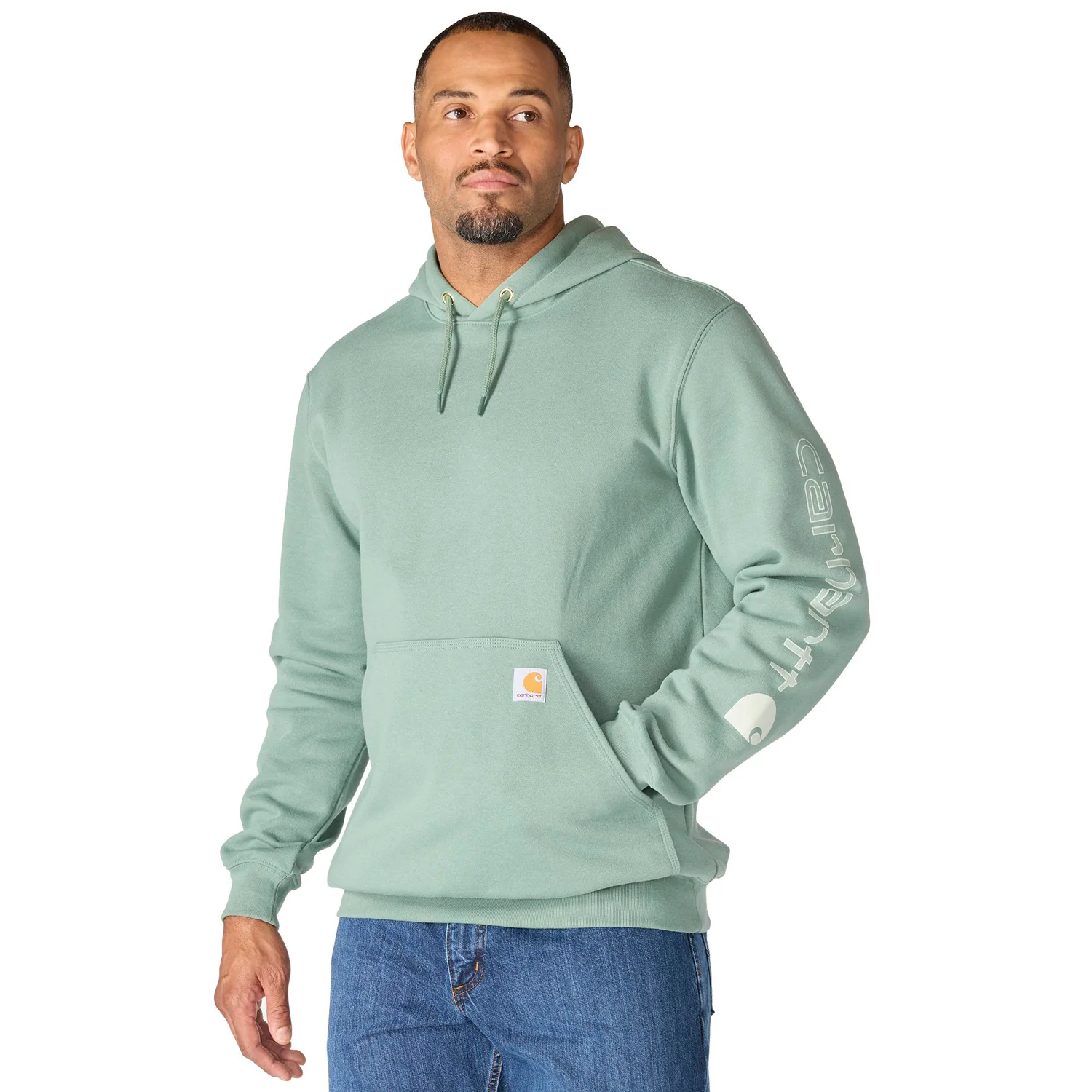 Carhartt Men's Signature Logo Hooded Pullover Sweatshirt - Image 36