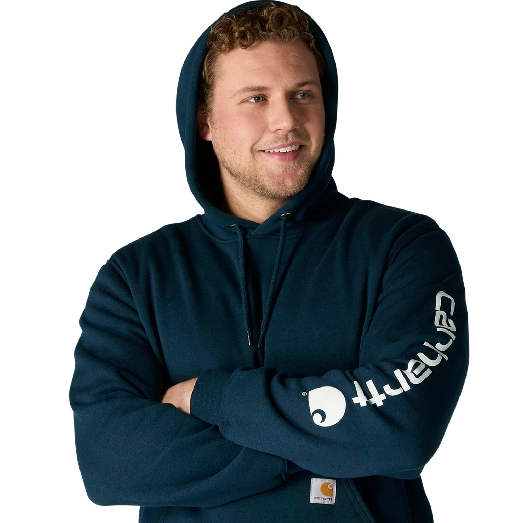 Carhartt Men's Signature Logo Hooded Pullover Sweatshirt - Image 4