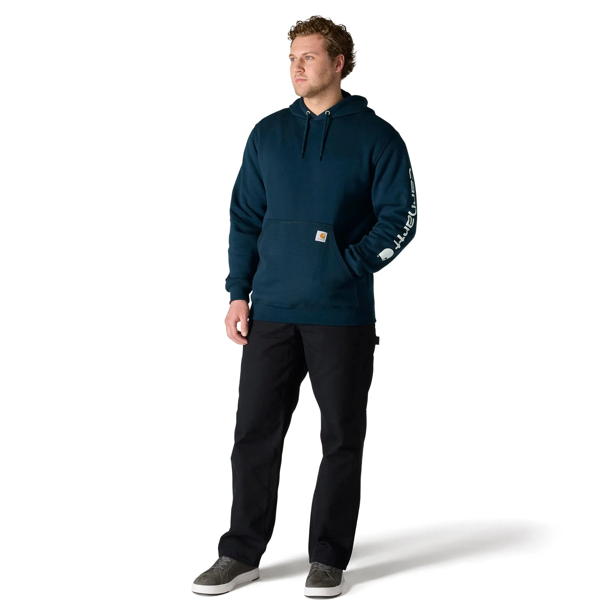 Carhartt Men's Signature Logo Hooded Pullover Sweatshirt - Image 6