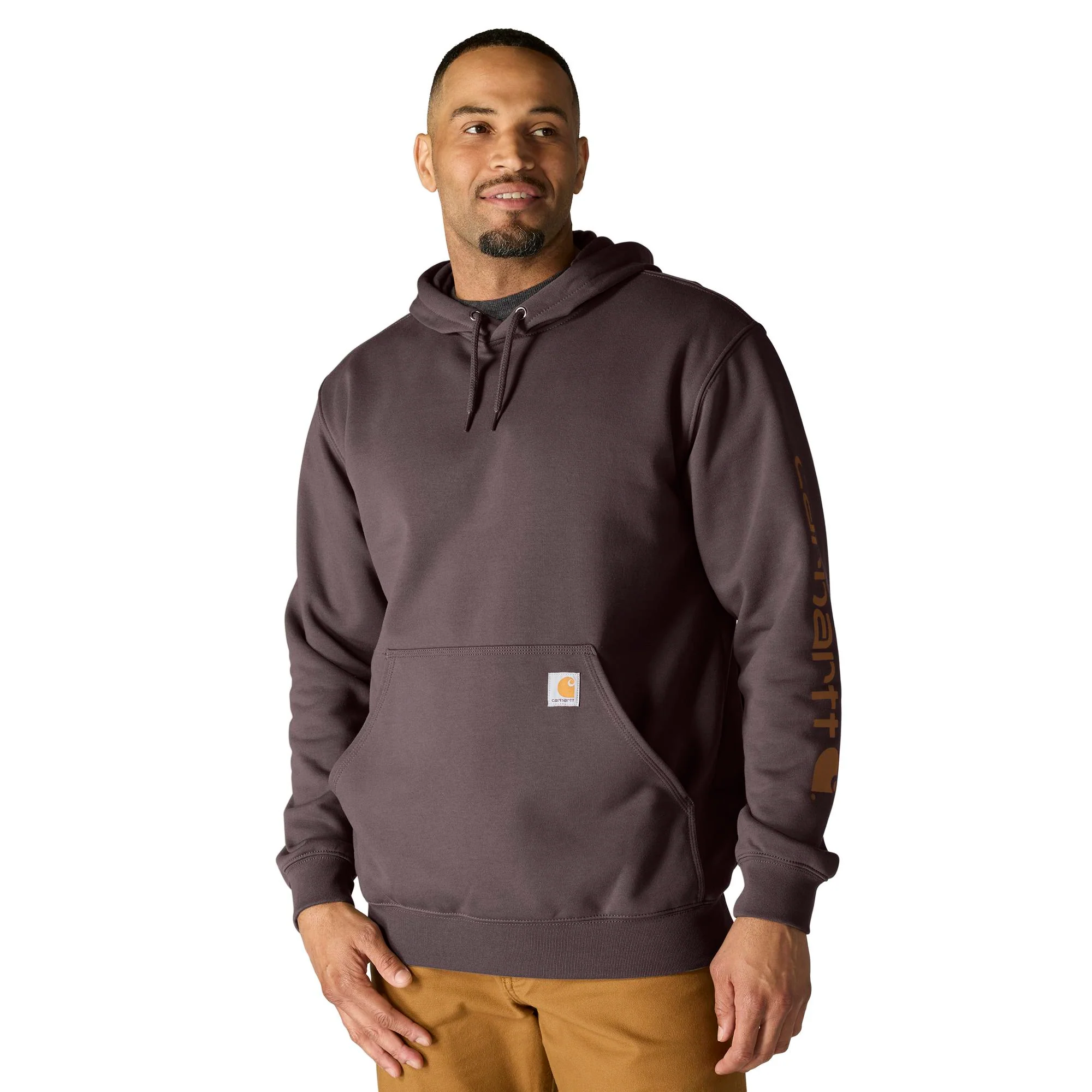 Carhartt Men's Signature Logo Hooded Pullover Sweatshirt - Image 7