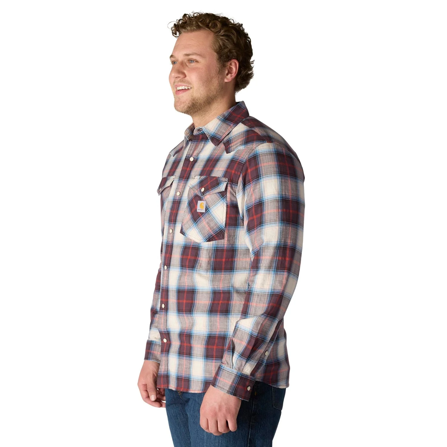 Carhartt Men's Montana Relaxed Fit Lightweight Snap-Front Long Sleeve Plaid Shirt - Image 2