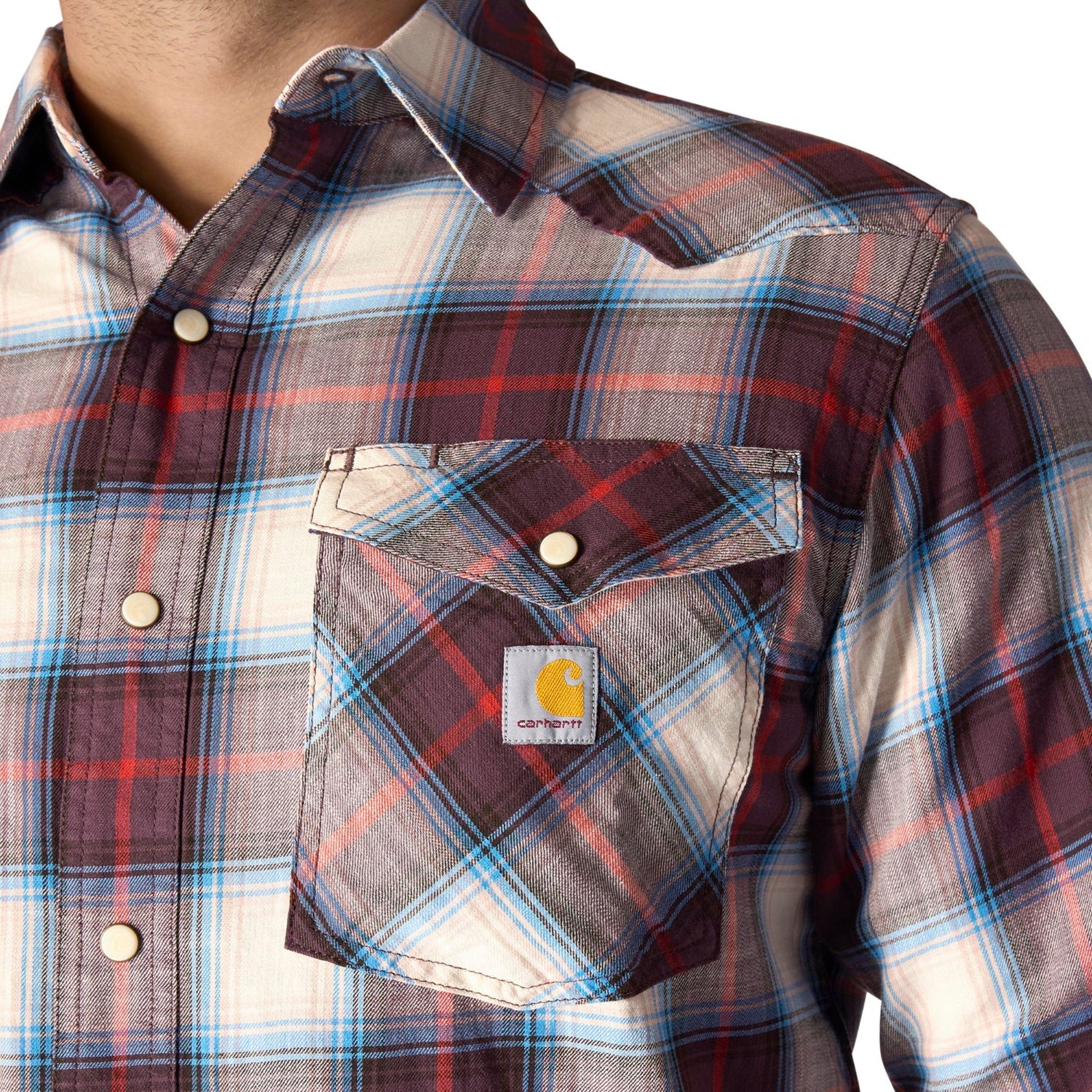 Carhartt Men's Montana Relaxed Fit Lightweight Snap-Front Long Sleeve Plaid Shirt - Image 5