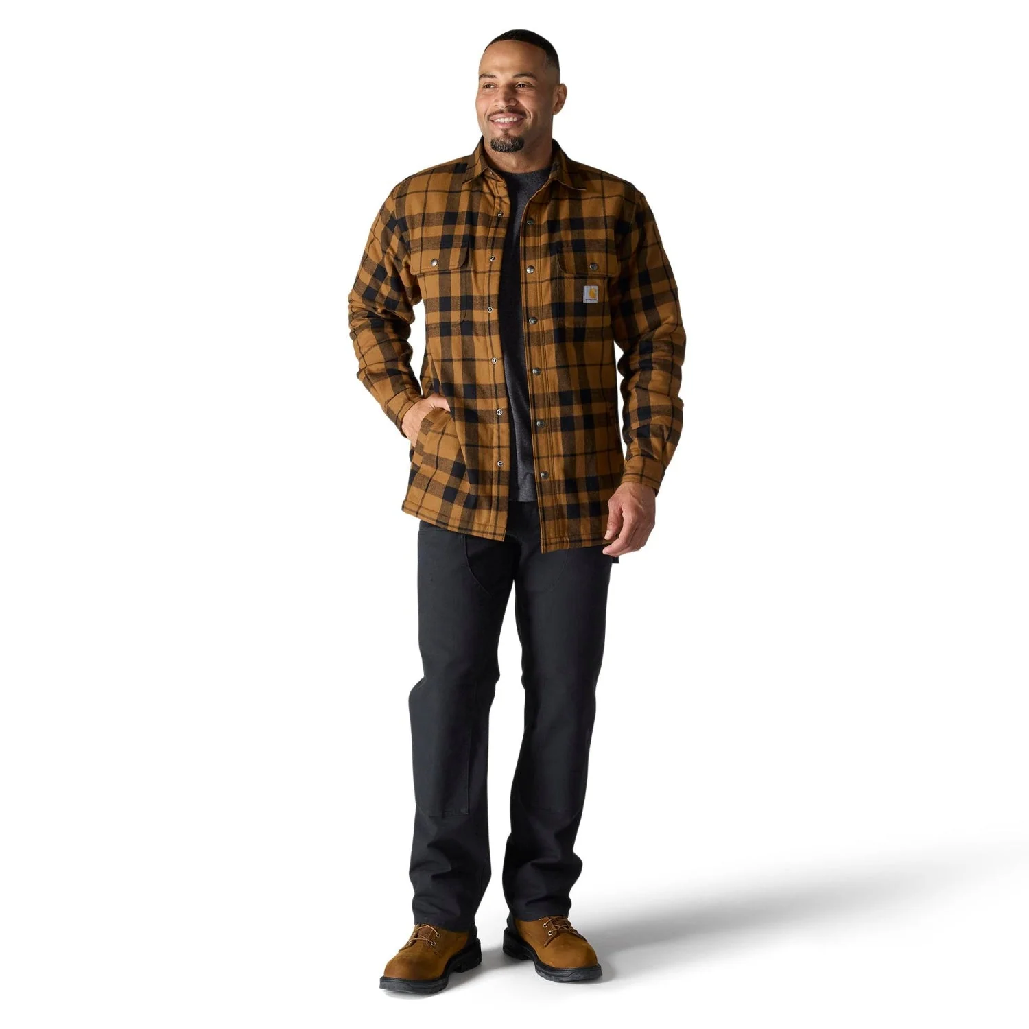 Carhartt Men's Relaxed Fit Sherpa-Lined Long Sleeve Flannel Shirt Jac - Image 10