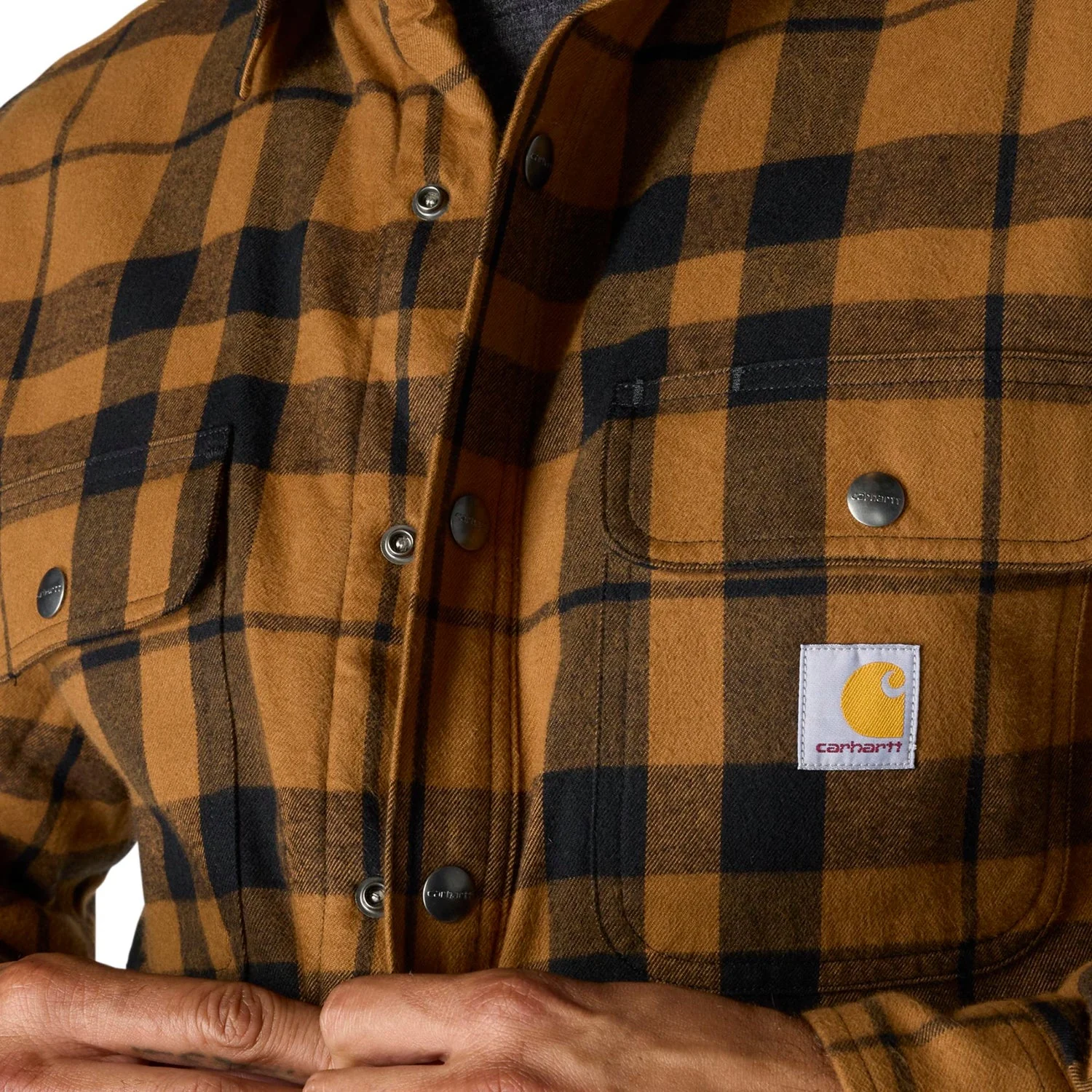 Carhartt Men's Relaxed Fit Sherpa-Lined Long Sleeve Flannel Shirt Jac - Image 13