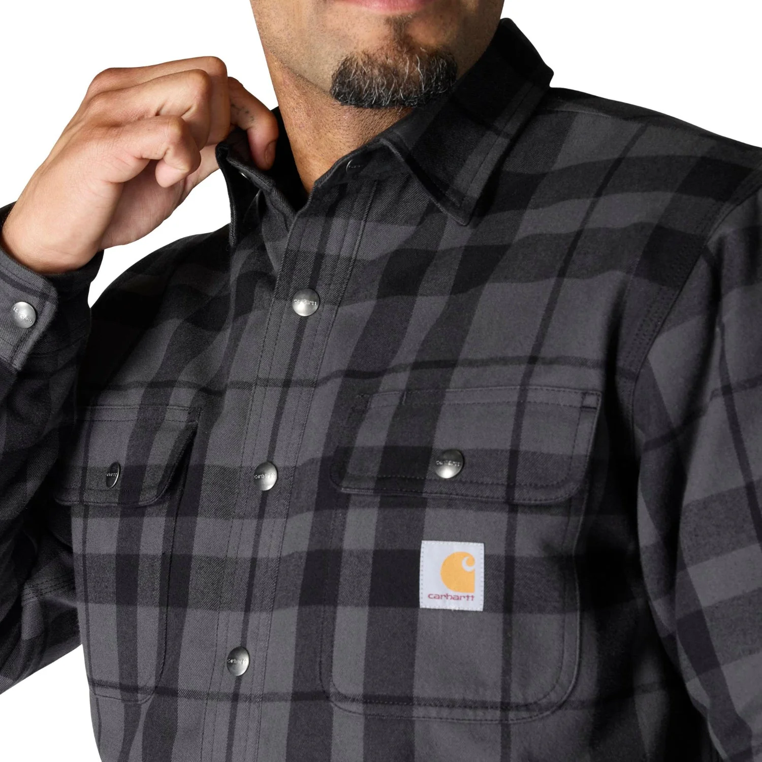 Carhartt Men's Relaxed Fit Sherpa-Lined Long Sleeve Flannel Shirt Jac - Image 4