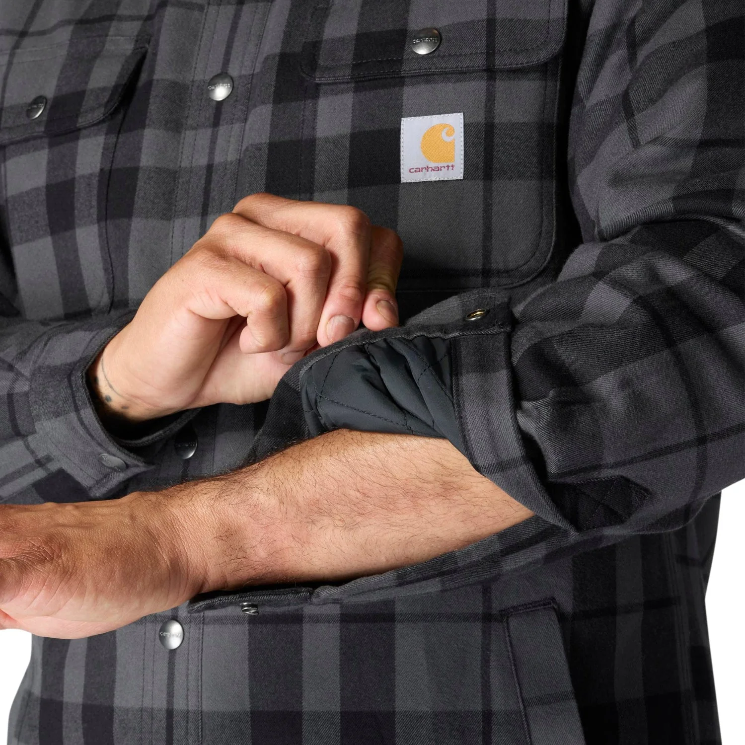 Carhartt Men's Relaxed Fit Sherpa-Lined Long Sleeve Flannel Shirt Jac - Image 5