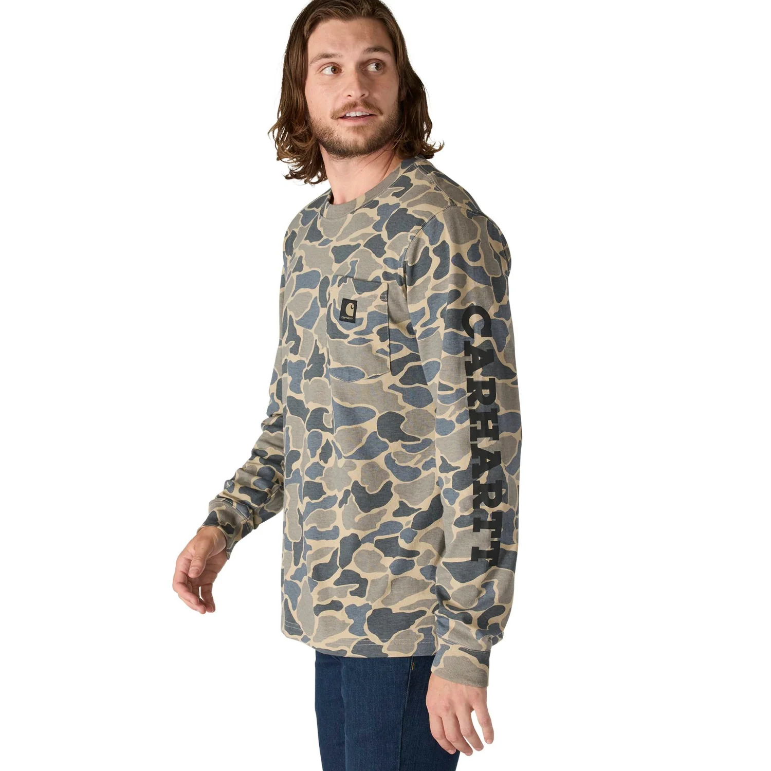 Carhartt Men's Relaxed Fit Pocket Camo Logo Graphic Long Sleeve T-Shirt - Image 2